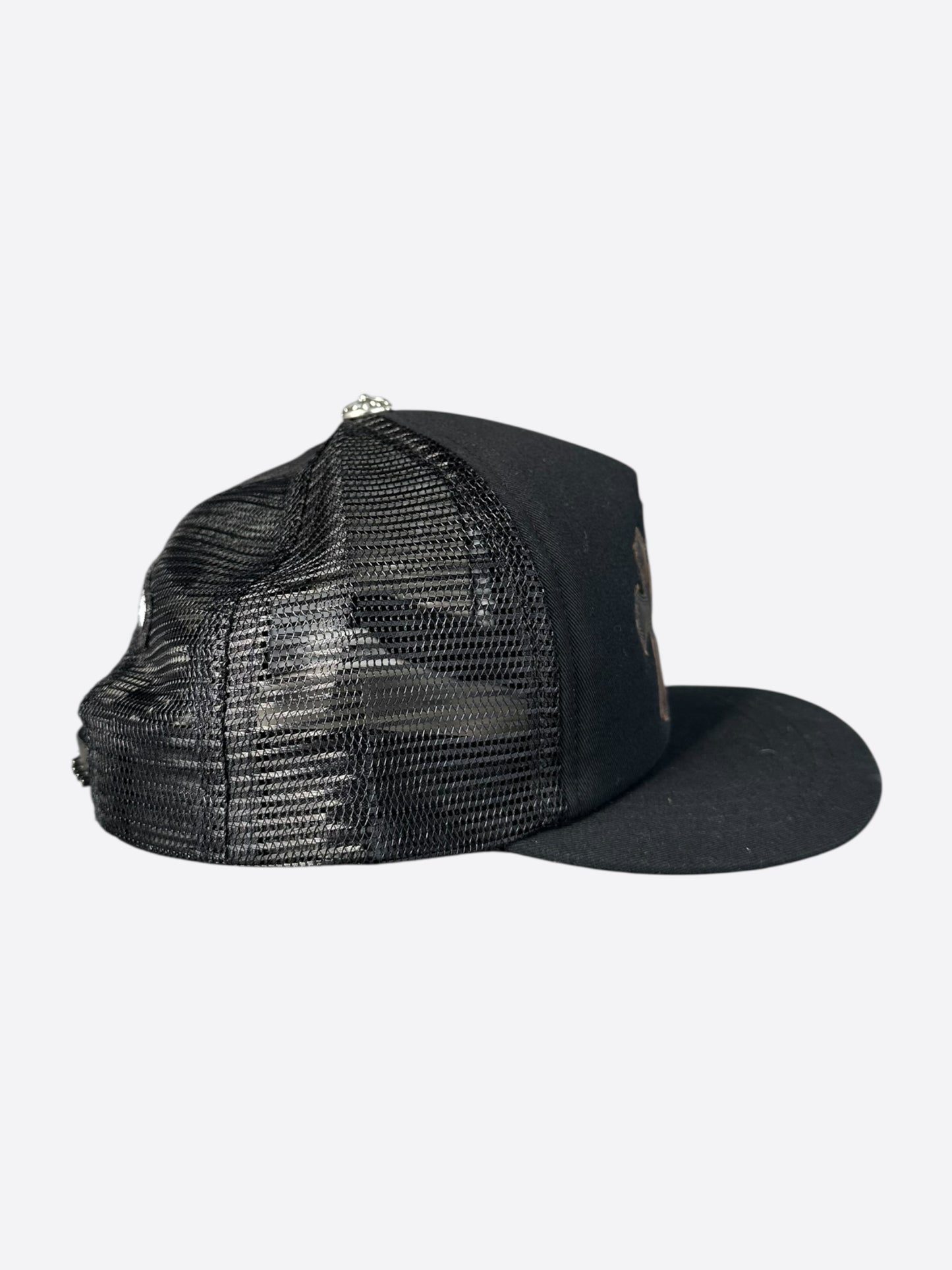 Chrome Hearts Black & Camouflage Triple Cross Patch Trucker Hat