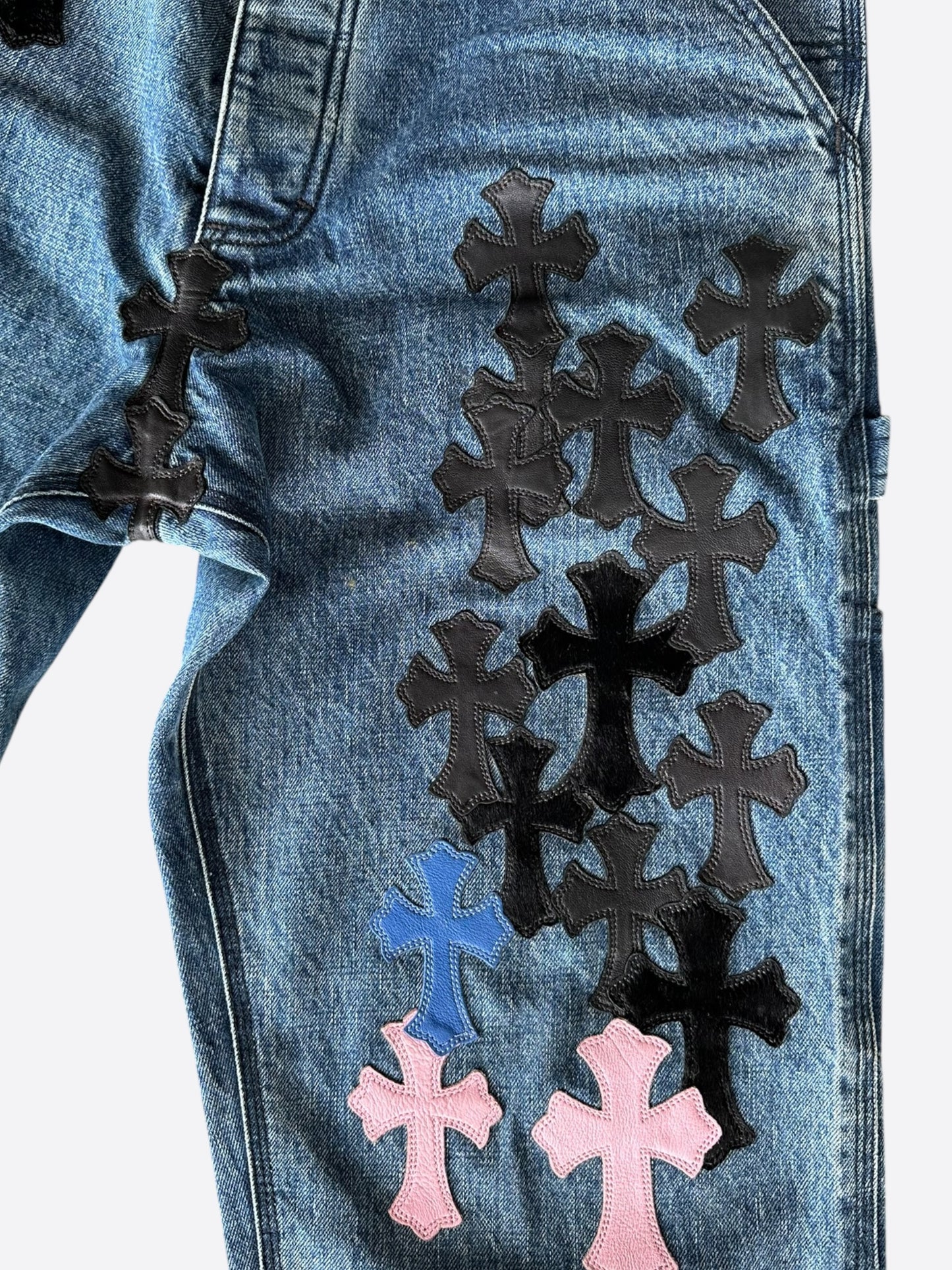Chrome Hearts Blue Multicolor Patch 1/1 Carpenter Jeans