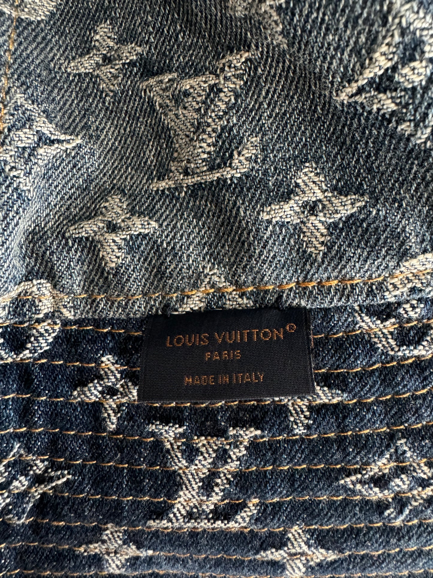 Louis Vuitton Beige Floral Monogram Denim Reversible Bucket Hat