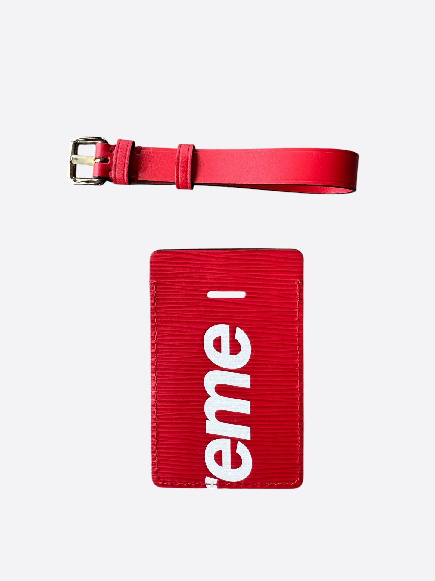Louis Vuitton Supreme Red & White EPI Luggage Tag