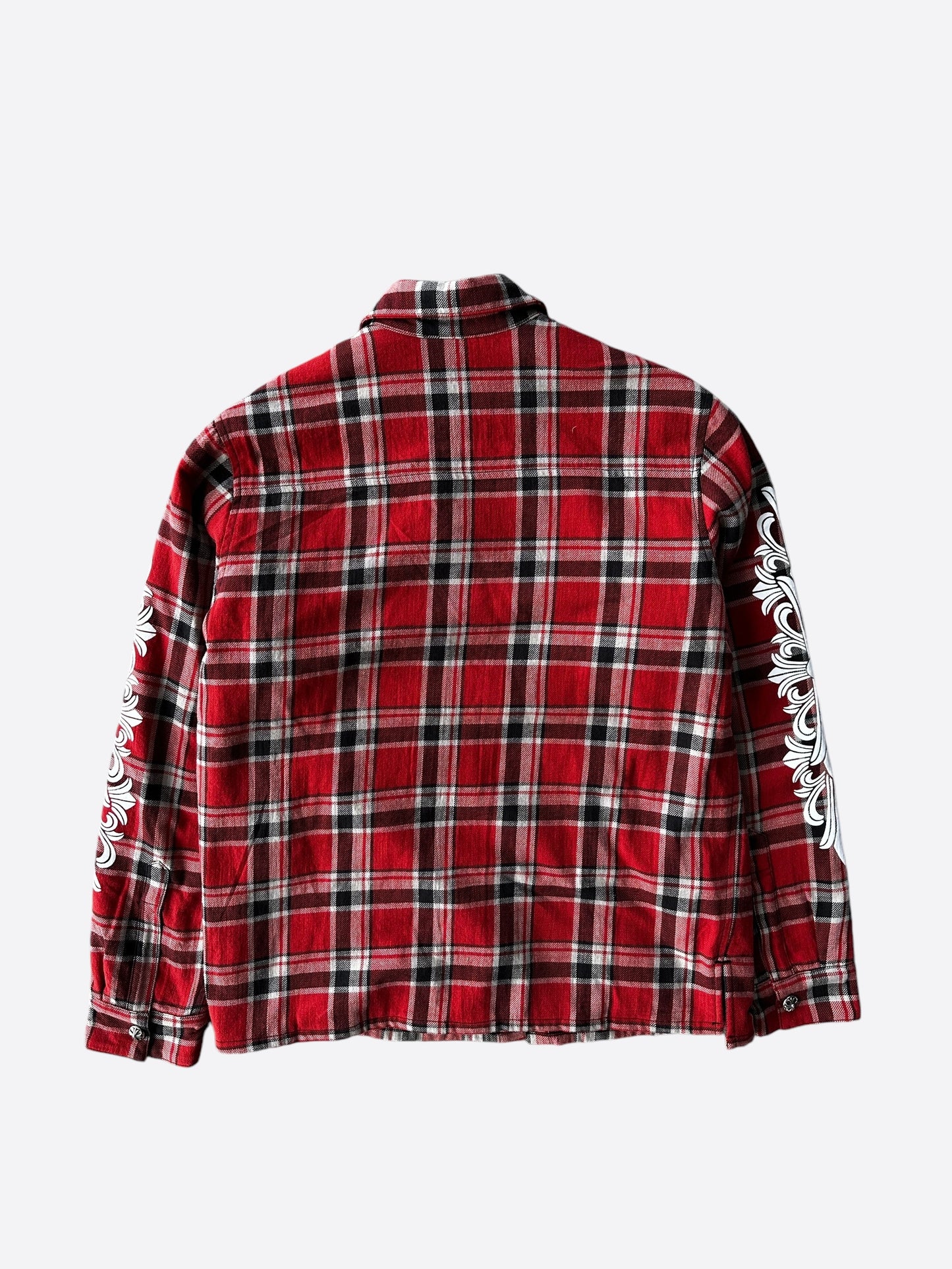 Chrome Hearts Red & White Floral Padded Flannel Jacket