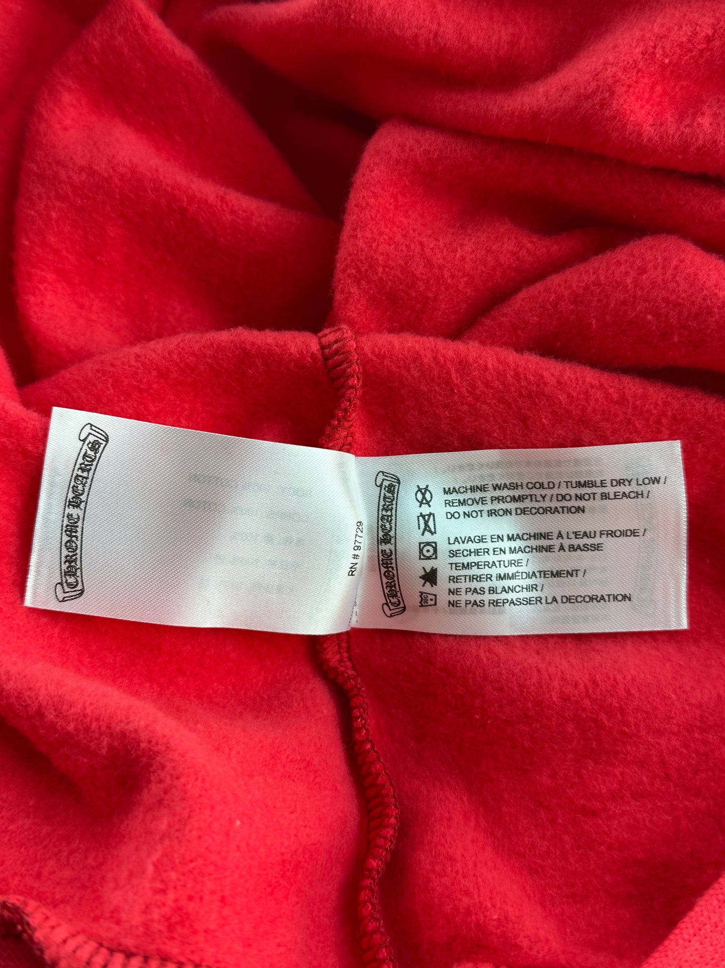 Chrome Hearts Red & White Scroll Logo Hoodie