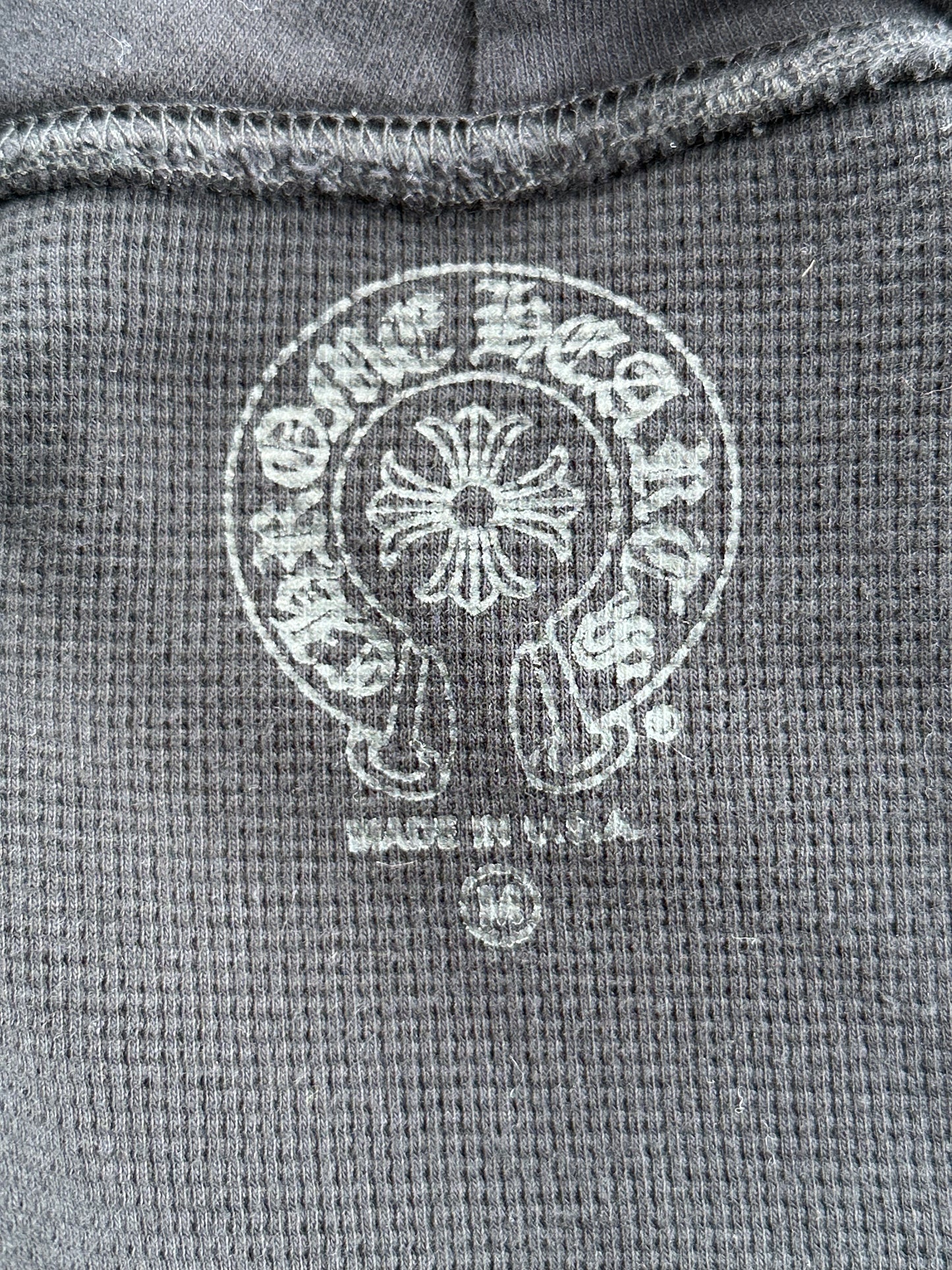 Chrome Hearts Black & White Los Angeles Horseshoe Logo Thermal Zip Up Hoodie