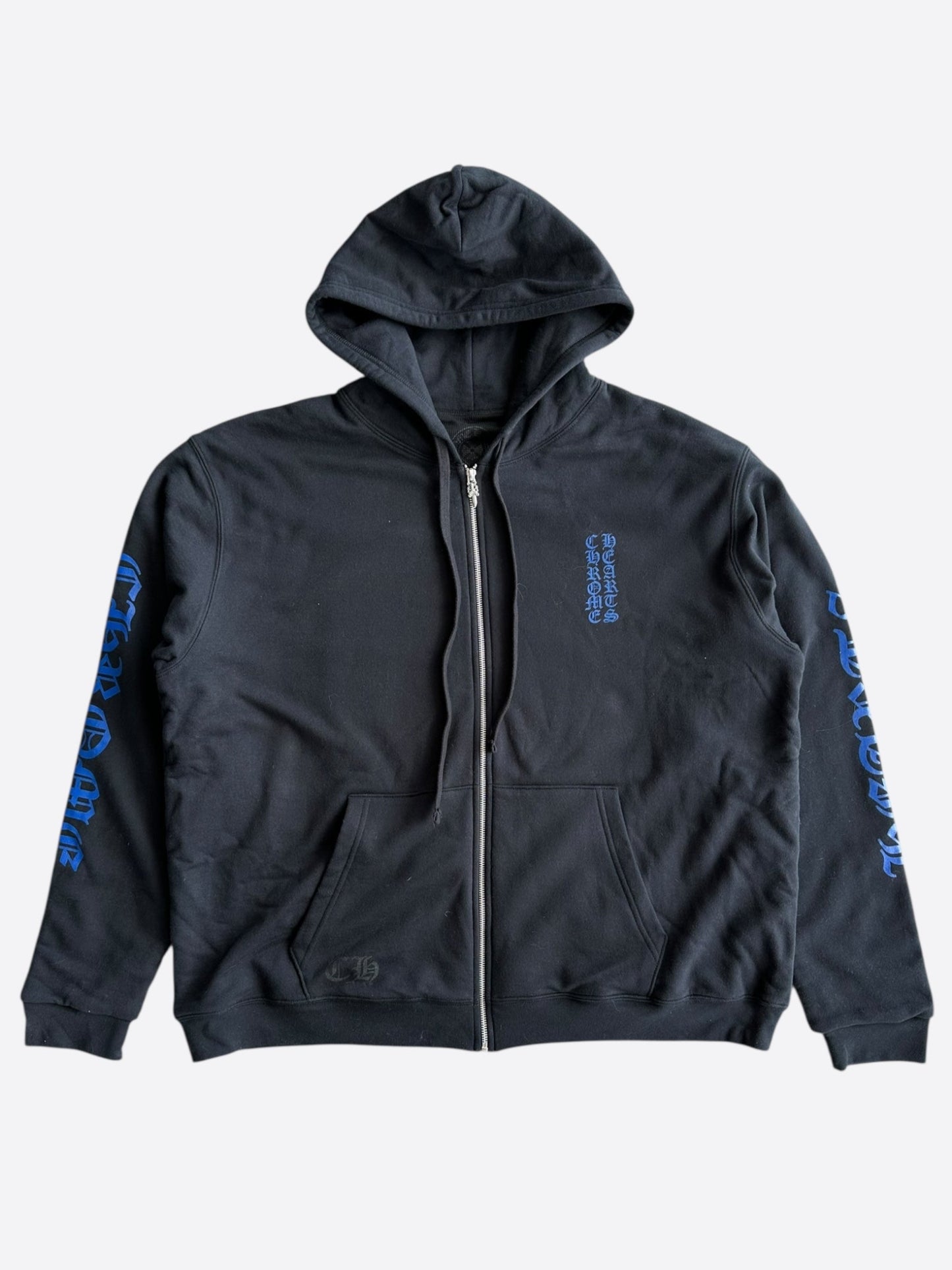 Chrome Hearts Black & Blue Script Logo Thermal Zip Up Hoodie