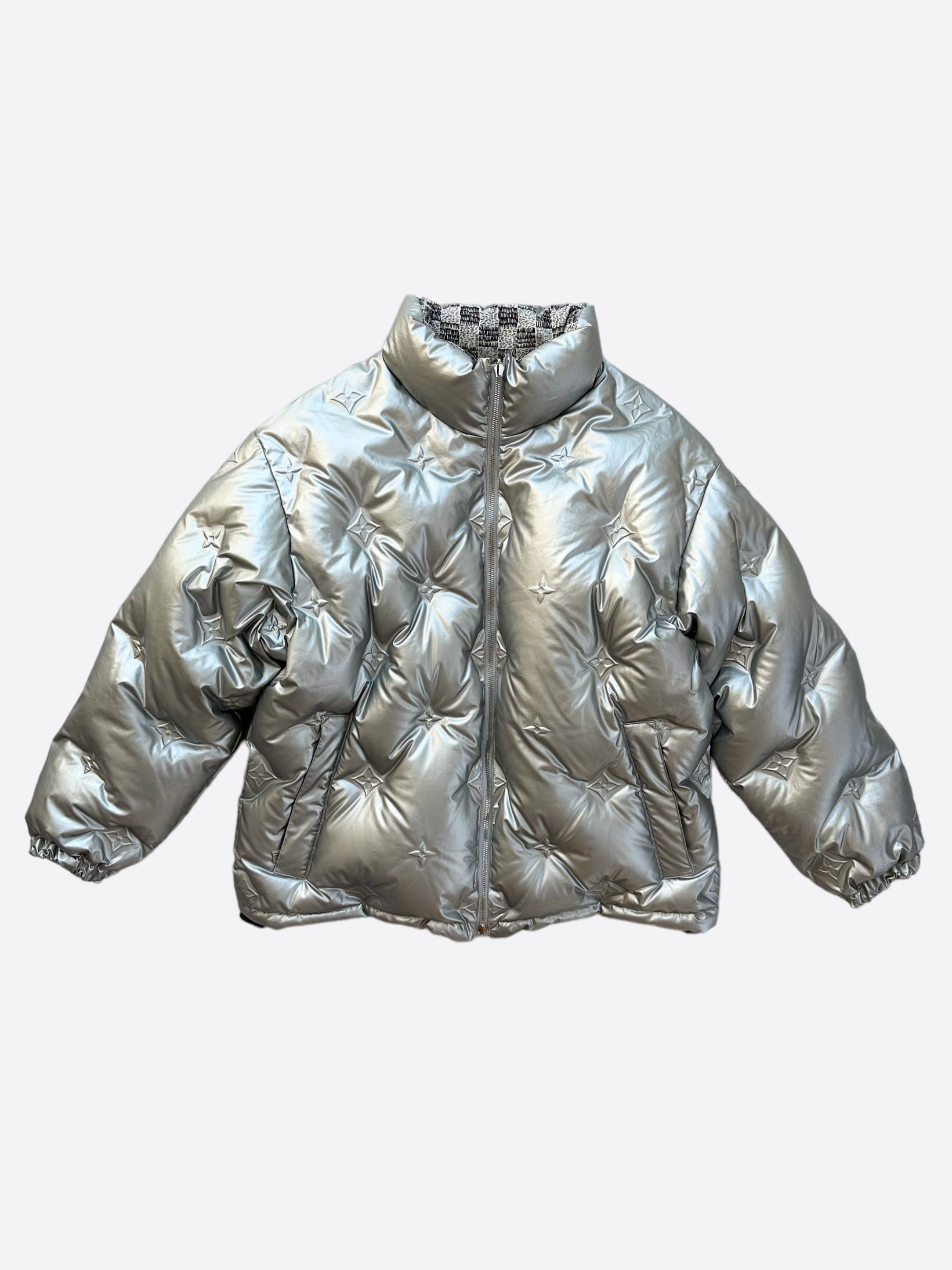 Louis Vuitton Metallic Silver Reversible Women’s Puffer Jacket