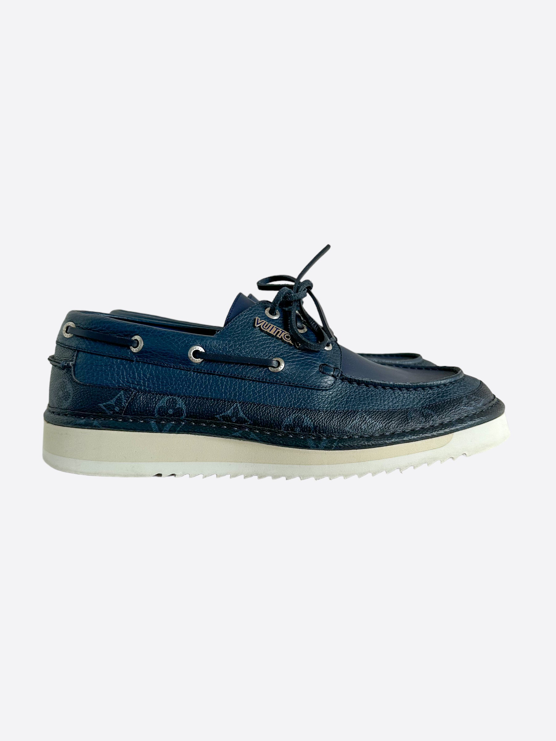 Louis Vuitton Blue Canvas Boat Shoes Size 45 Louis Vuitton