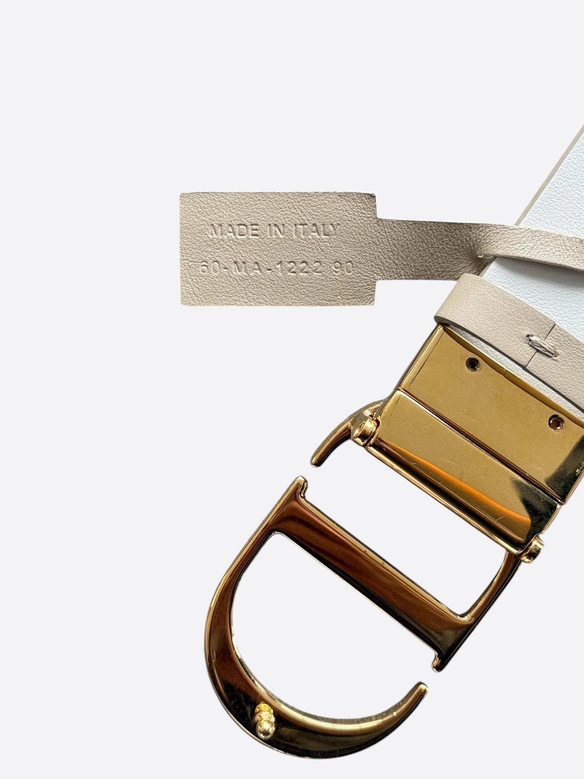Dior White & Tan Reversible Gold Buckle Belt