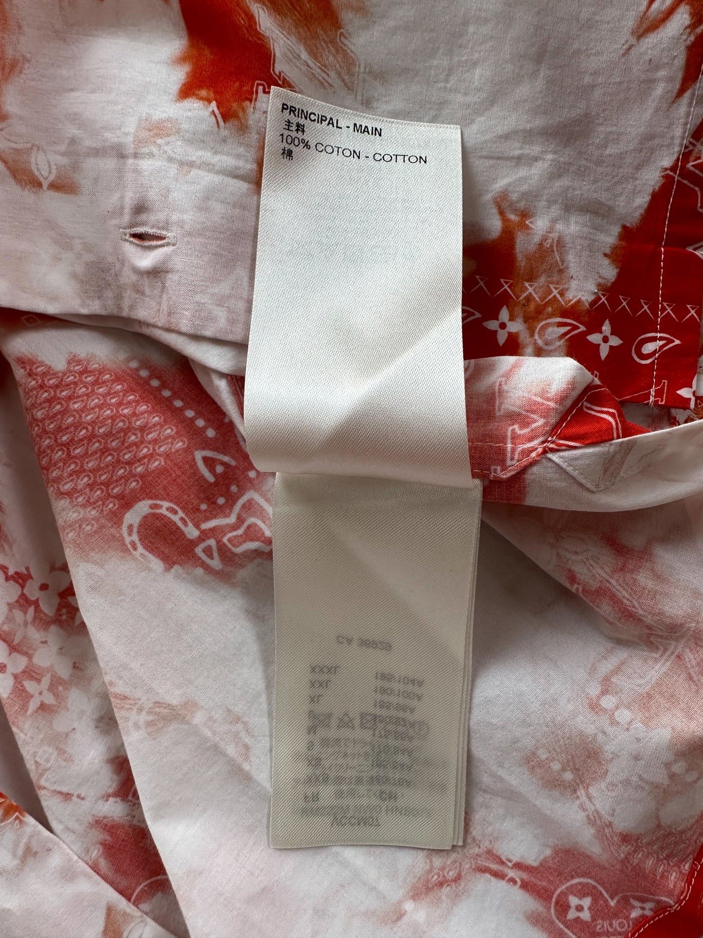 Louis Vuitton Orange Bandana Bleached Short Sleeve Button Up Shirt