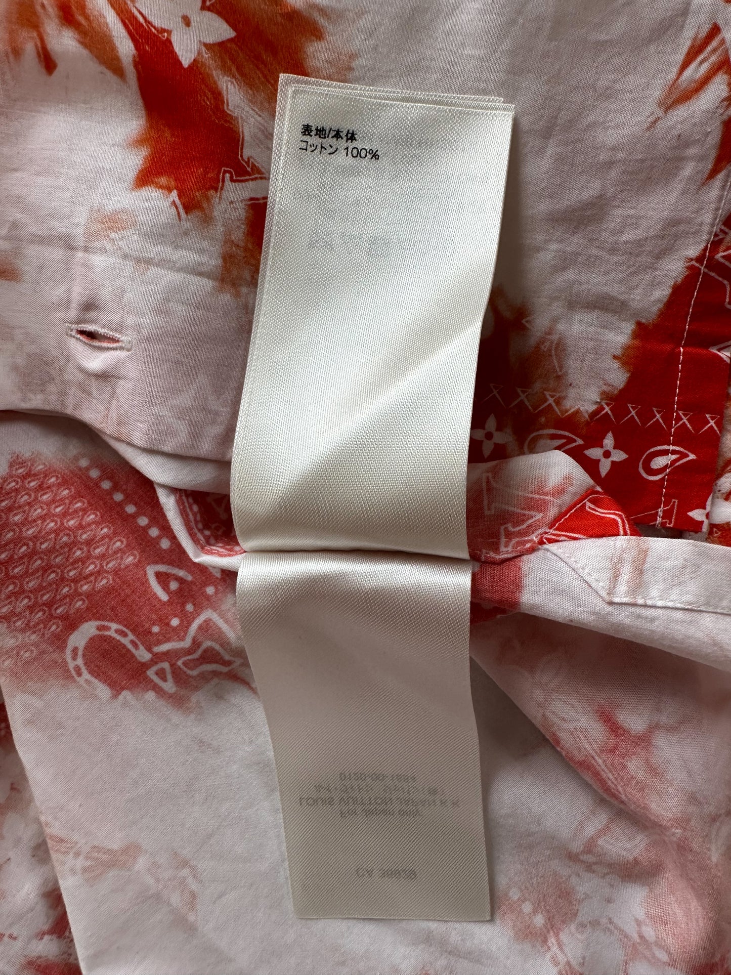 Louis Vuitton Orange Bandana Bleached Short Sleeve Button Up Shirt