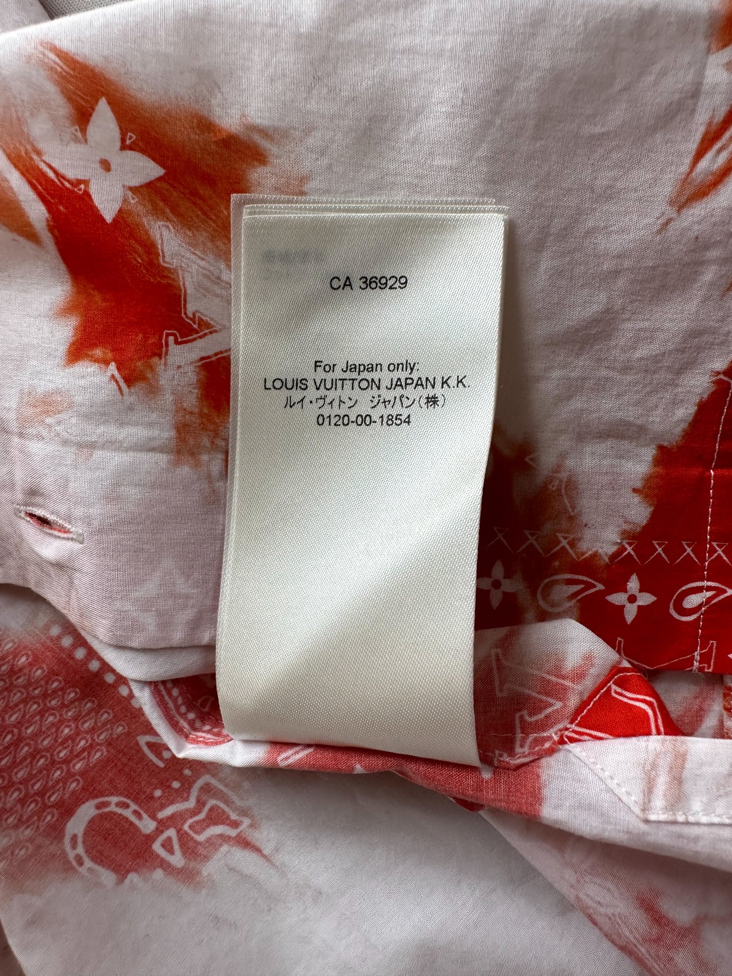 Louis Vuitton Orange Bandana Bleached Short Sleeve Button Up Shirt