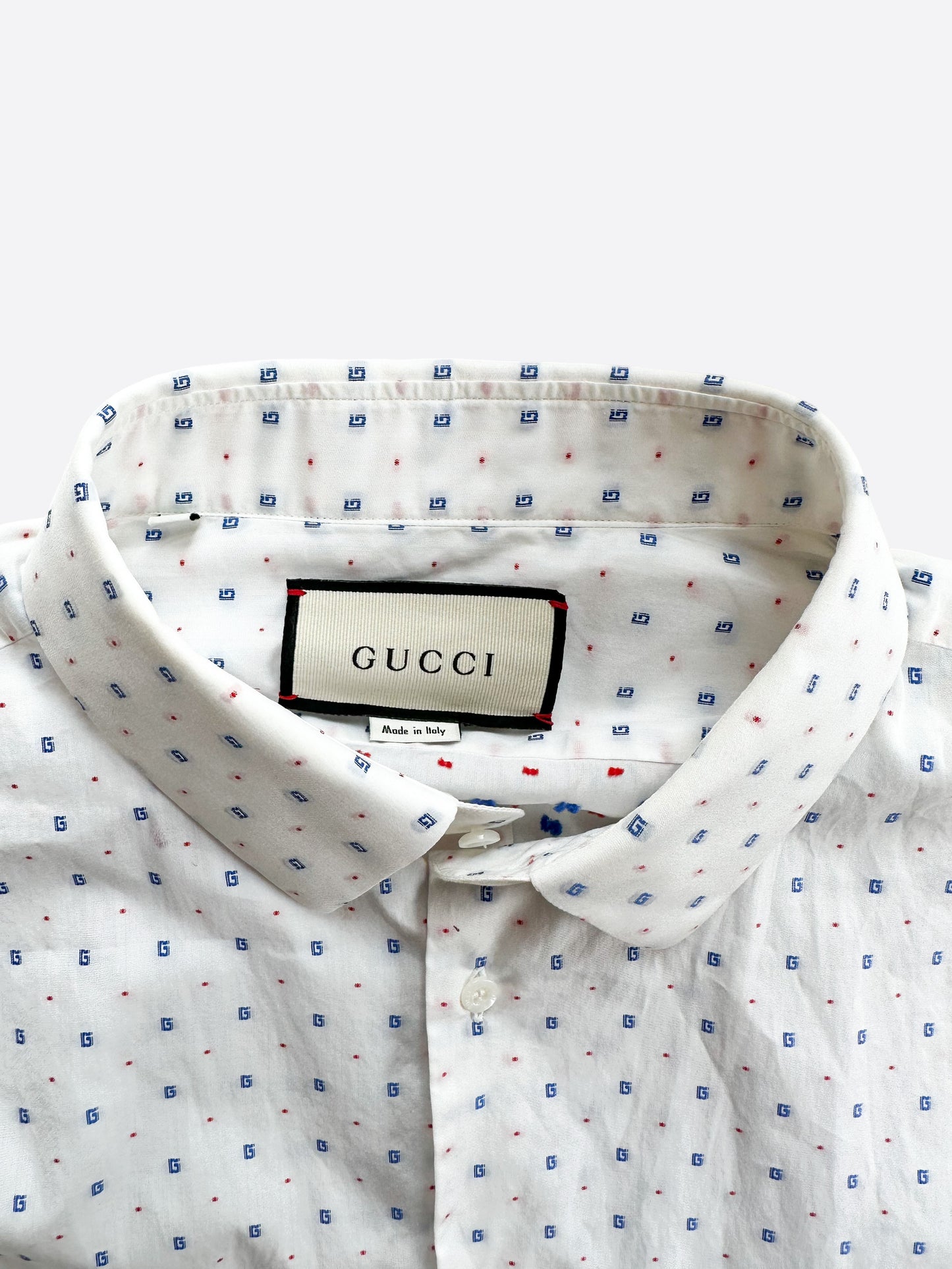 Gucci White G Logo Button Up Shirt