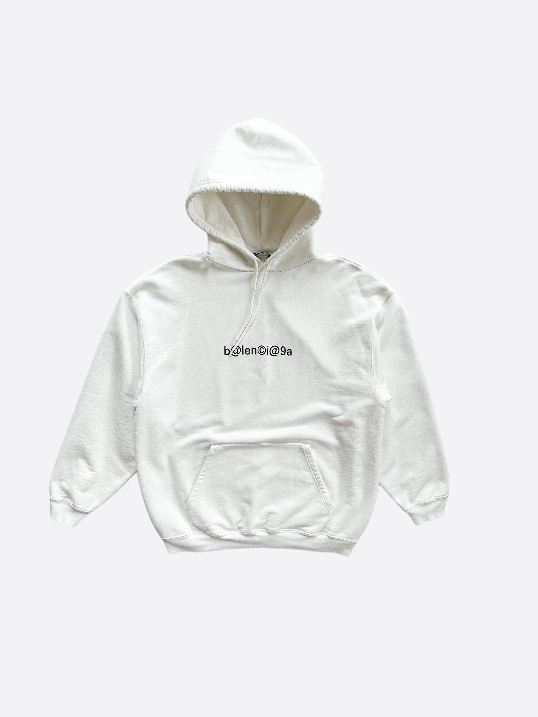 Balenciaga White Black Symbolic Logo Hoodie – Savonches
