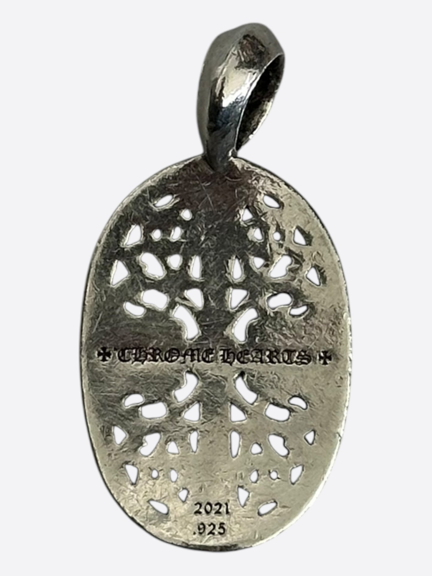 Chrome Hearts Silver & Diamond Oval Cross Pendant