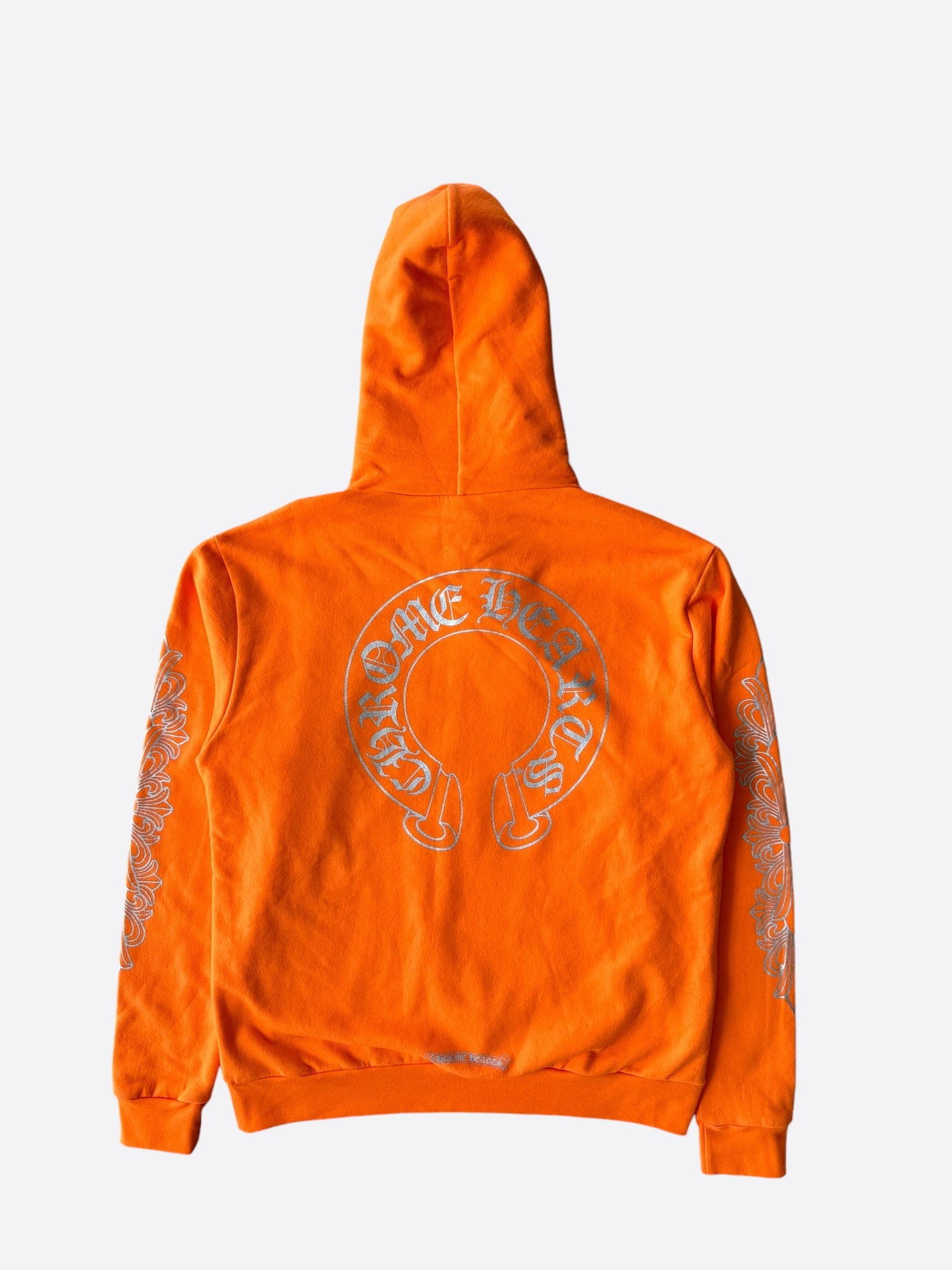 Chrome Hearts Orange & Silver Miami Exclusive Horseshoe Logo Hoodie