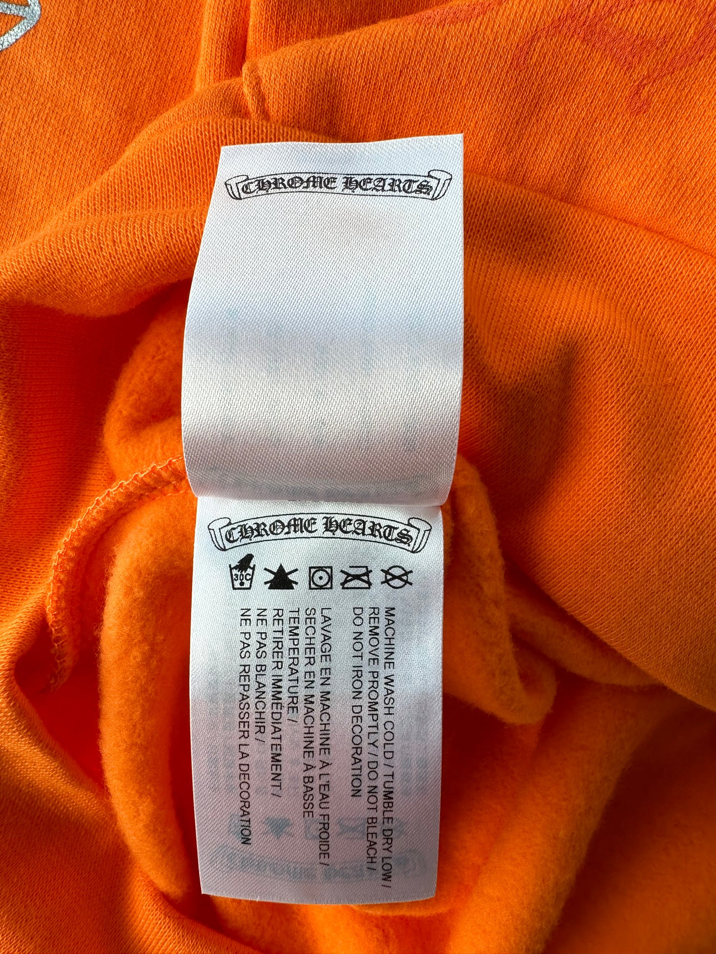Chrome Hearts Orange & Silver Miami Exclusive Horseshoe Logo Hoodie
