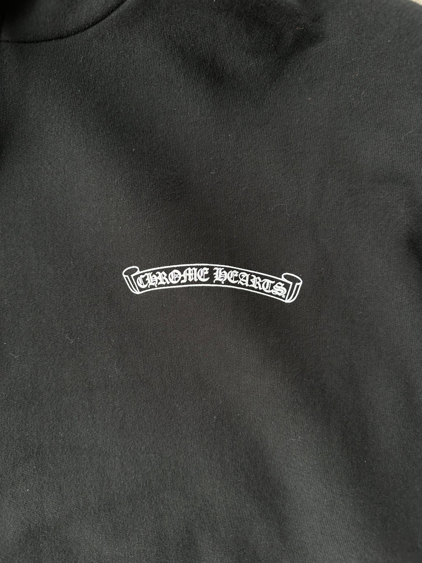 Chrome Hearts Black & White Scroll Logo Hoodie