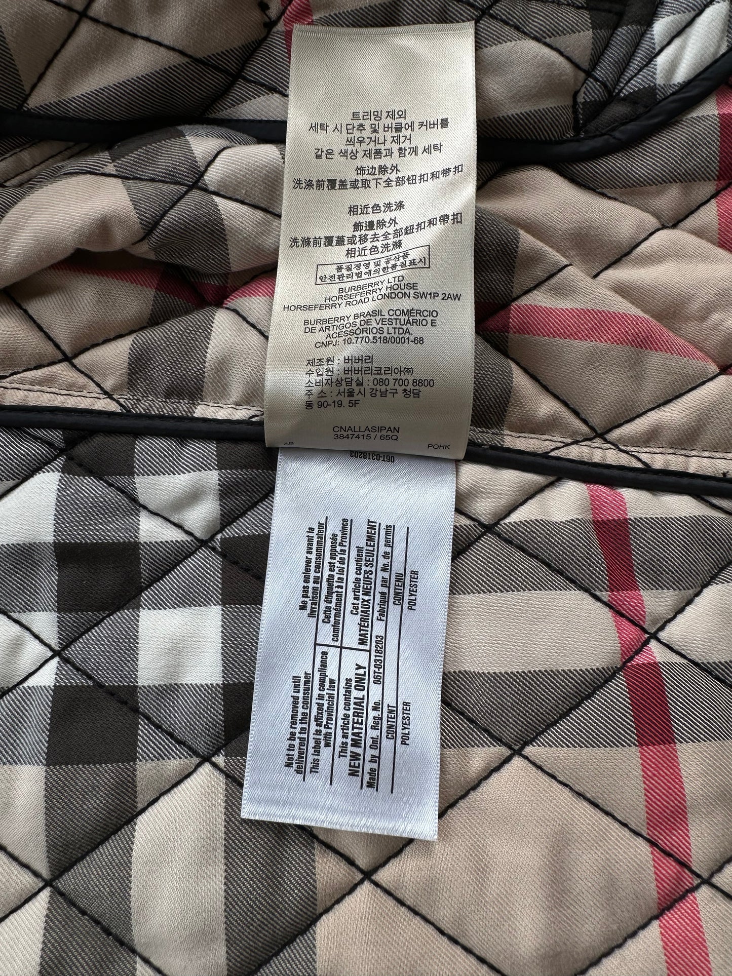 Burberry Brit Black Quilted Zip Up Jacket