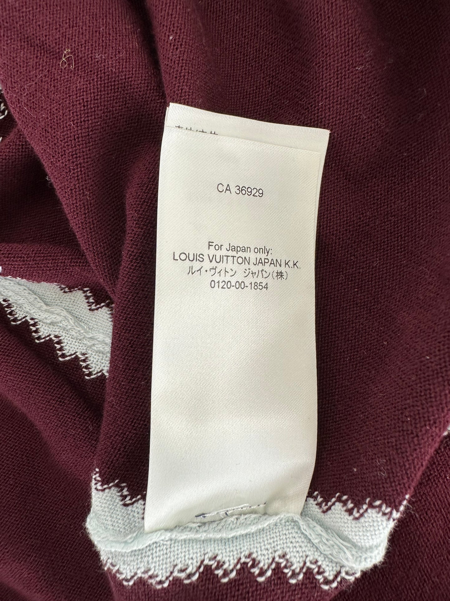 Louis Vuitton Burgundy & White Logo Intarsia T-Shirt