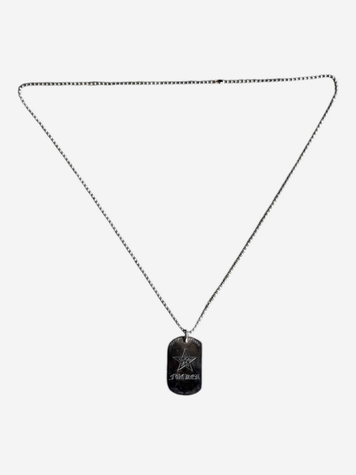 Chrome Hearts Rolling Stones Silver Dog Tag Necklace
