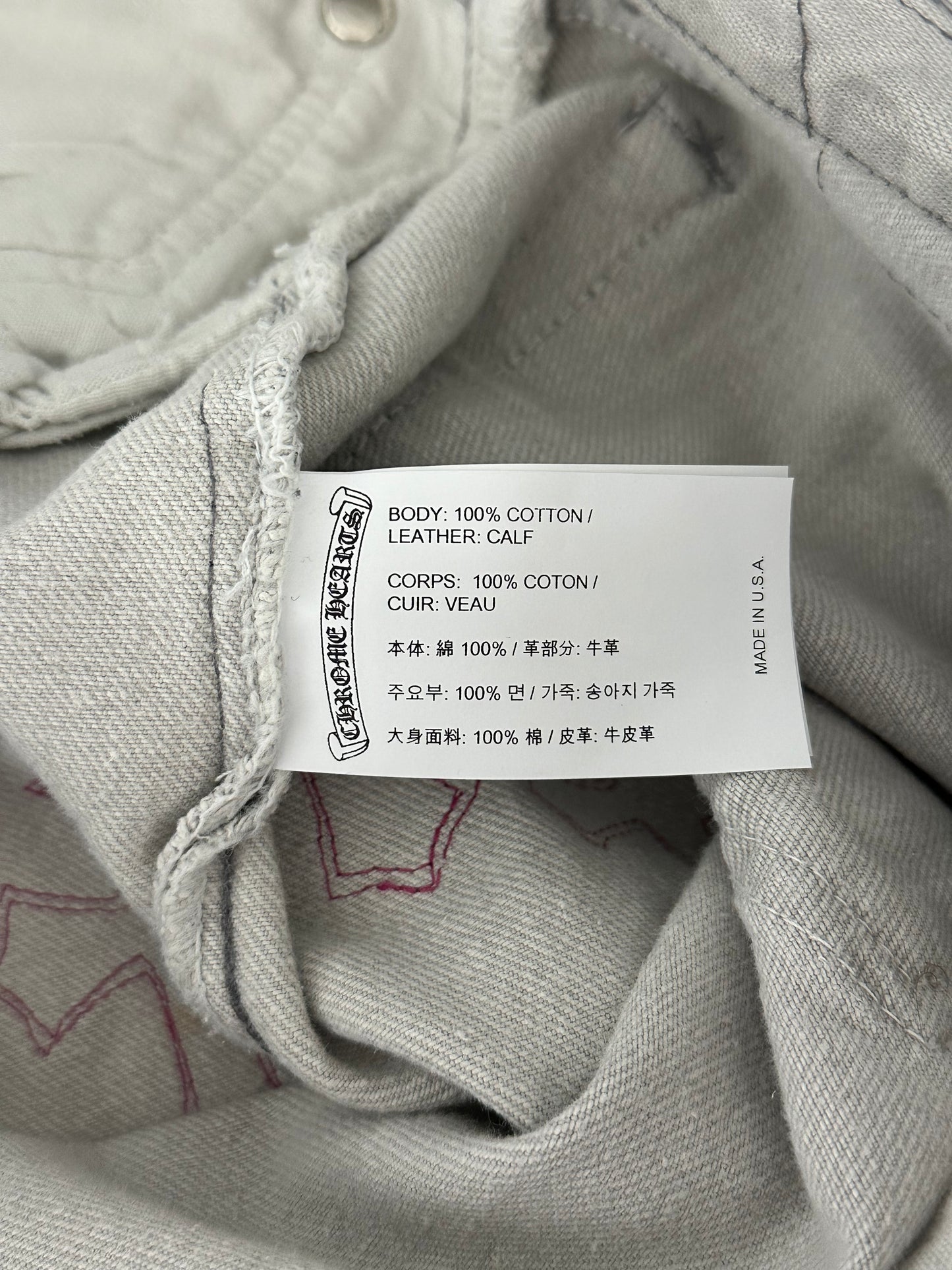 Chrome Hearts Levi's Grey & Pink Ponyhair Patch Jeans