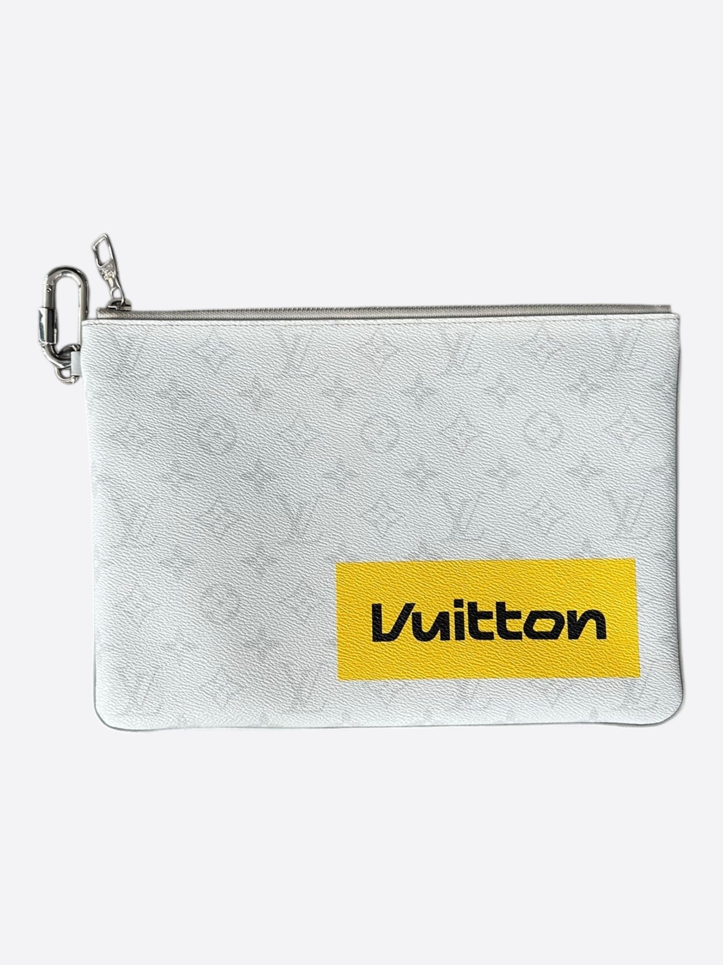 Louis Vuitton White Story Monogram Zip Pouch GM