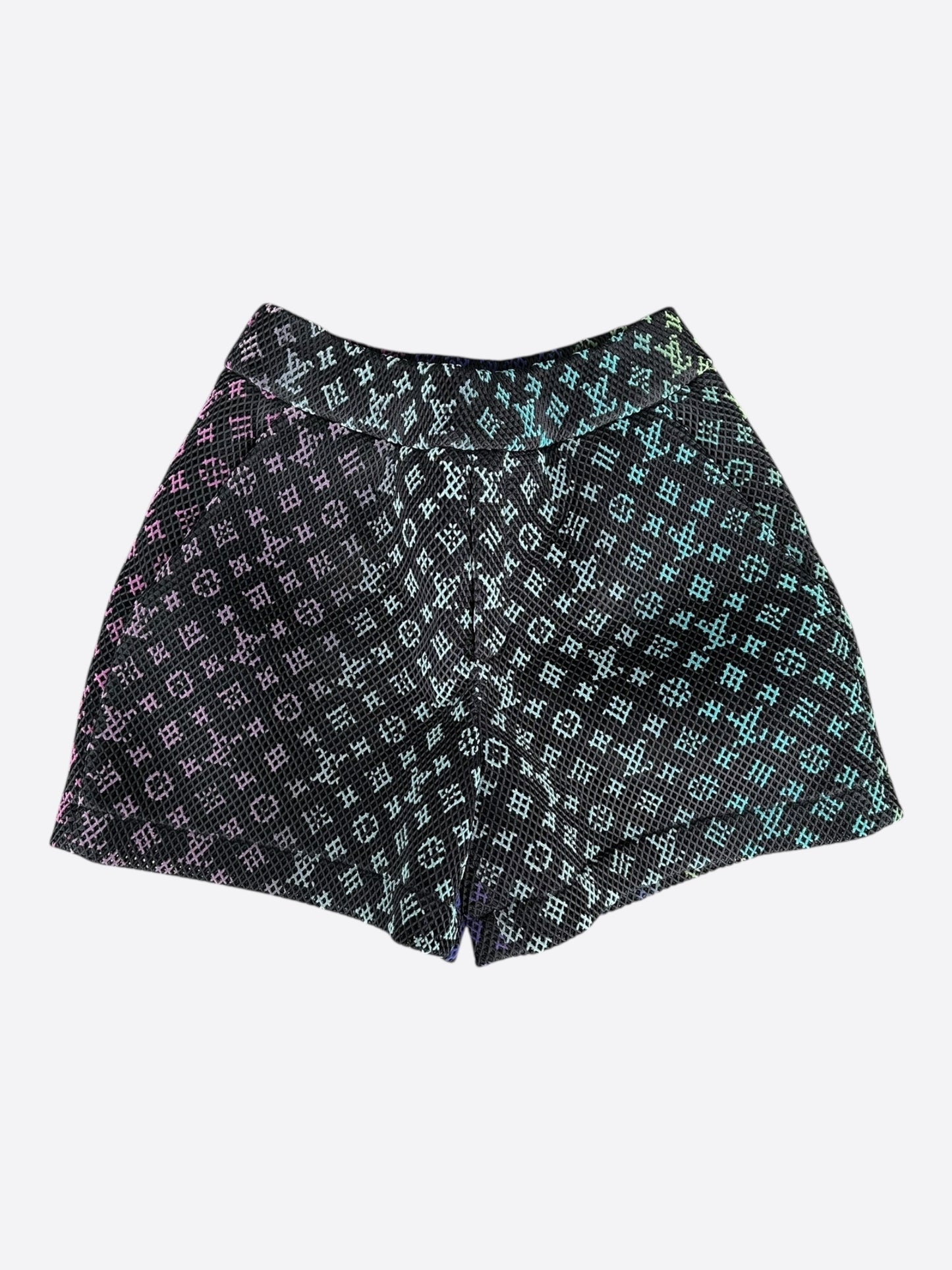 Louis Vuitton Black Rainbow Monogram Mesh Shorts