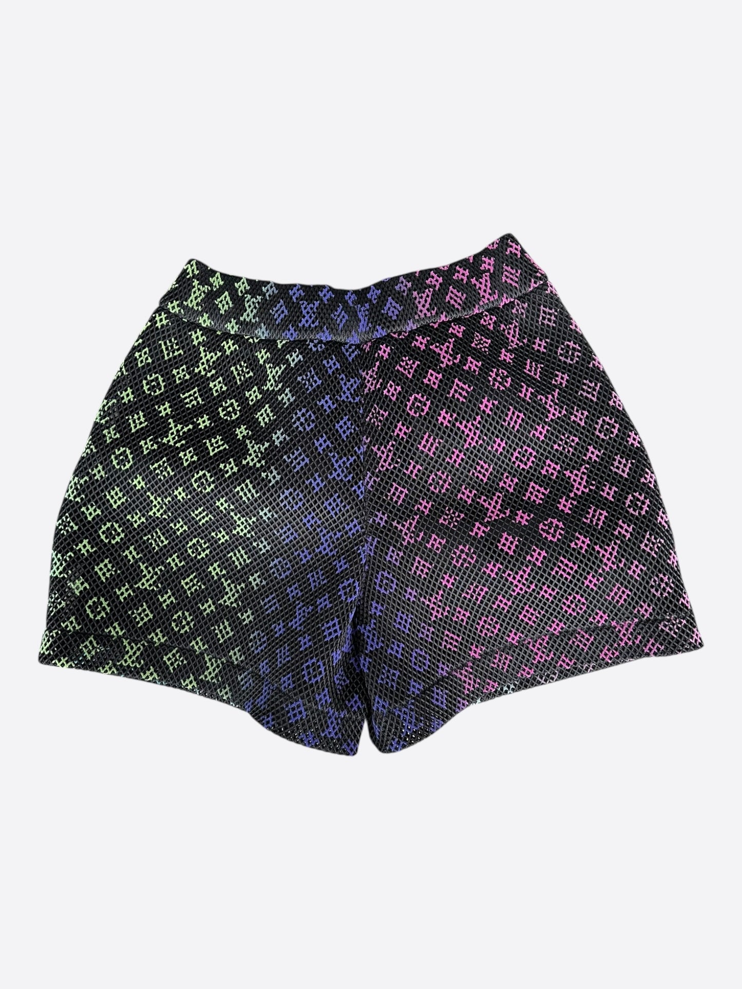 Louis Vuitton Black Rainbow Monogram Mesh Shorts