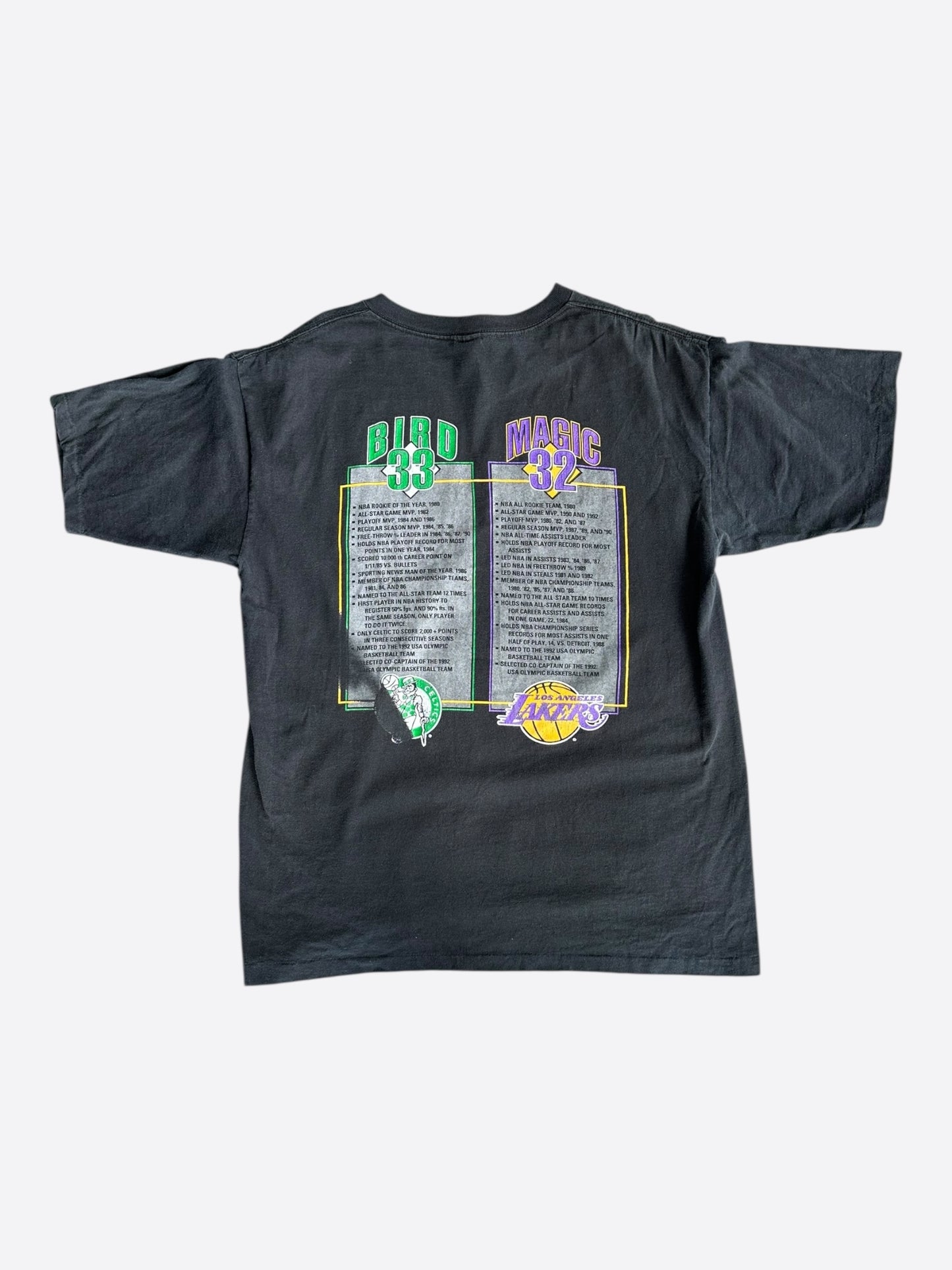 Vintage Black Barcelona Olympics Bird & Magic Basketball T-Shirt