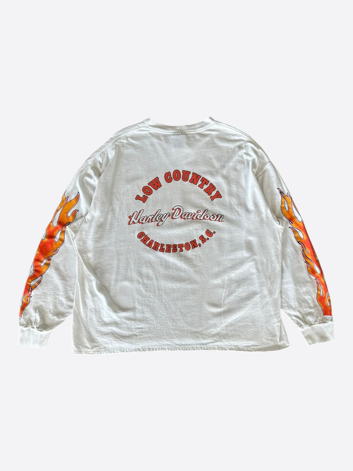 Vintage White Harley-Davidson Low Country Flame Longsleeve T-Shirt