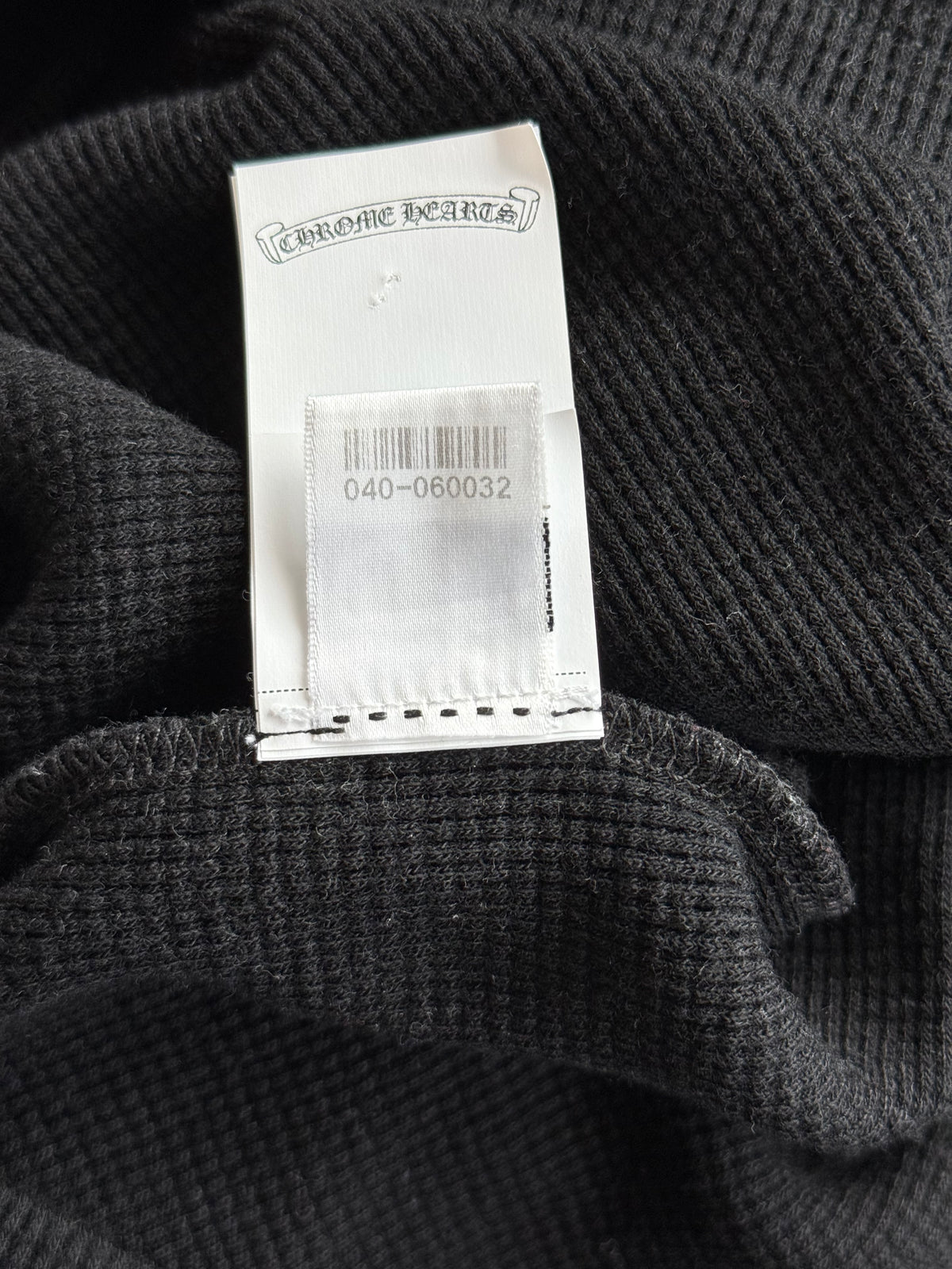 Chrome Hearts Black Embroidered CH Logo Thermal Henley T-Shirt