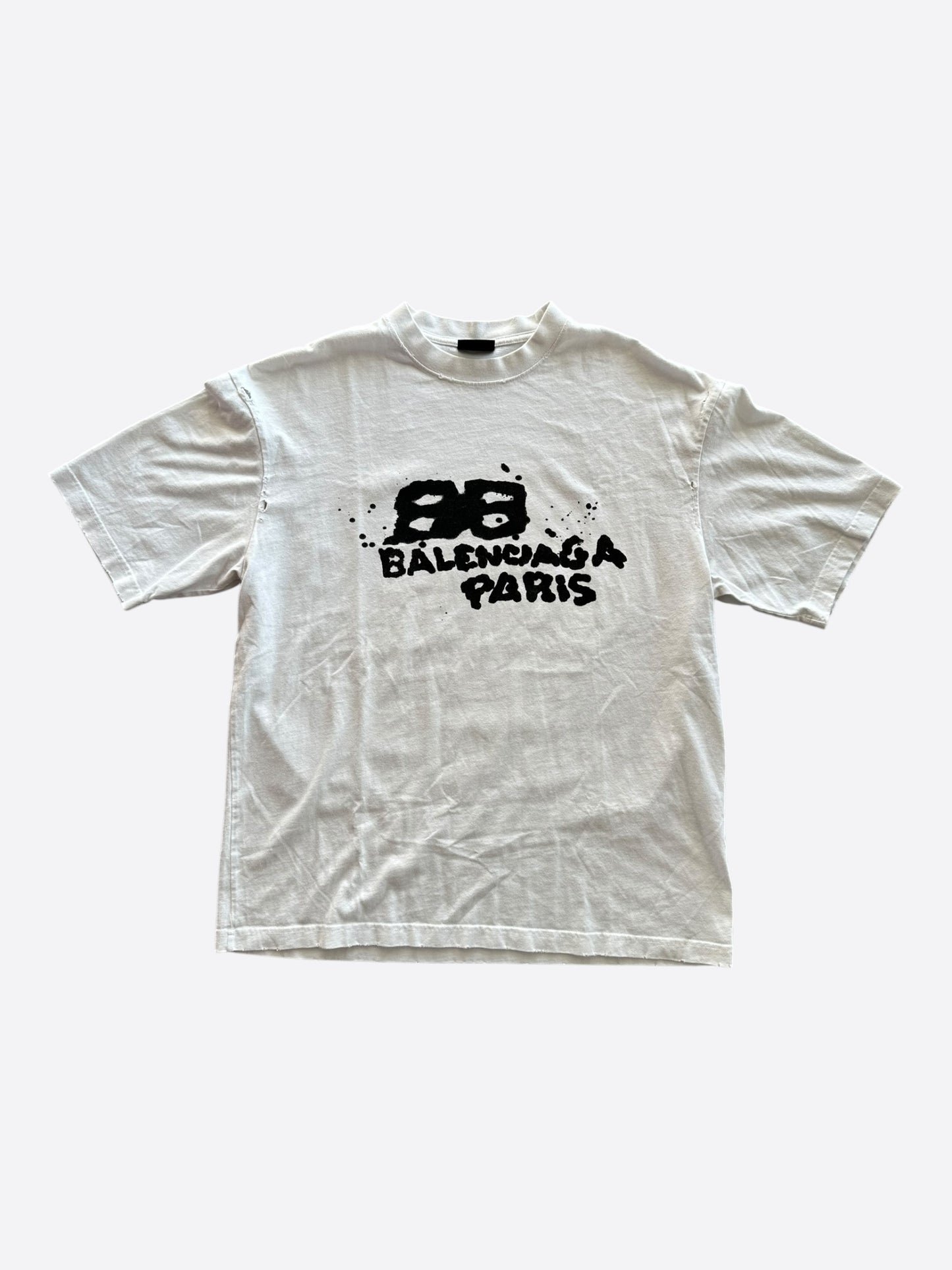 Balenciaga White & Black BB Logo T-Shirt