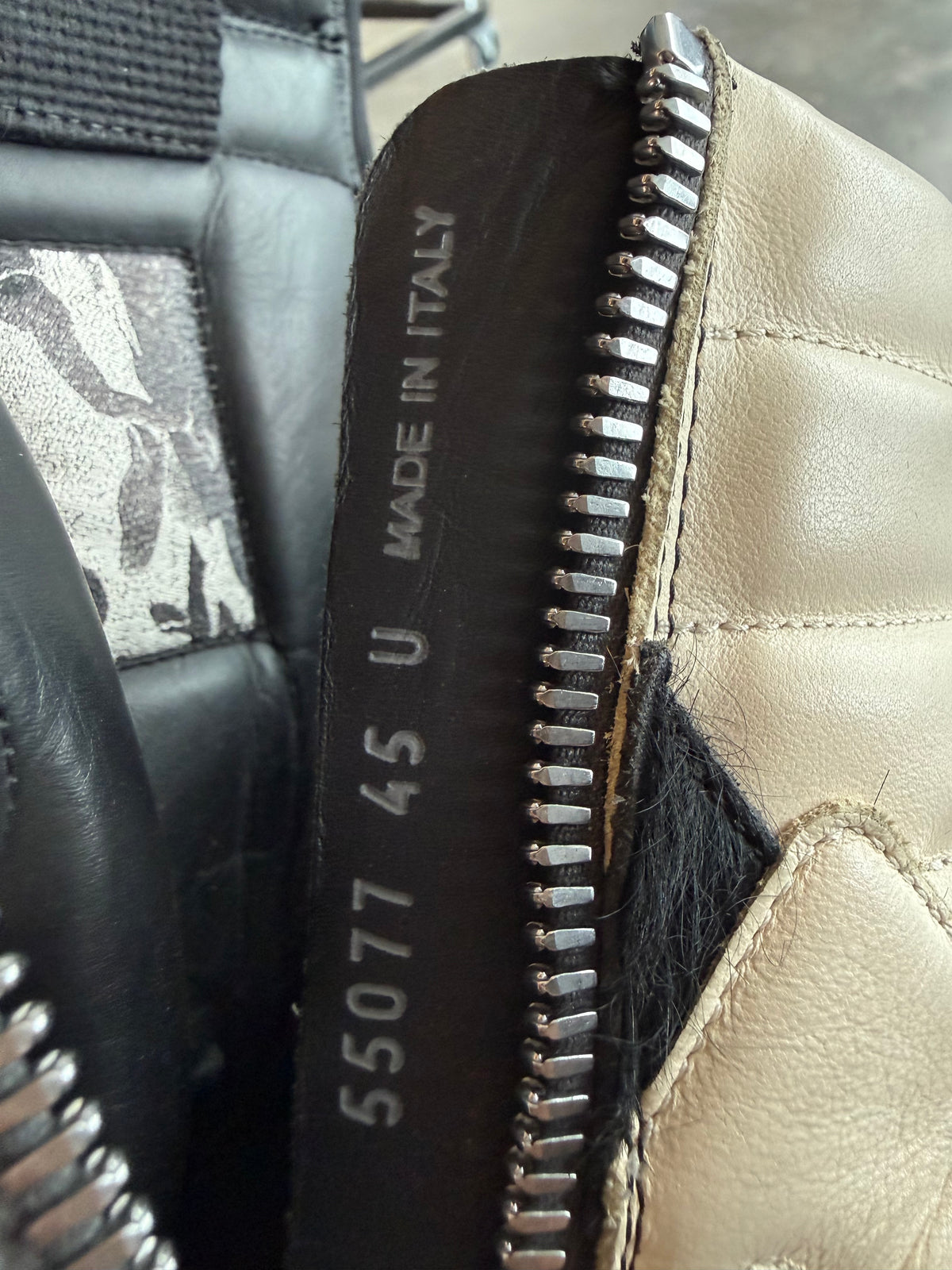 Rick Owens Black & White Ponyhair Geobasket Sneakers