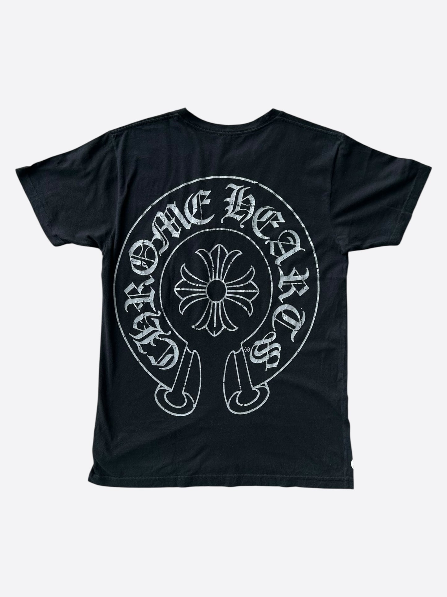 Chrome Hearts Black & White Cross Horseshoe Logo T-Shirt