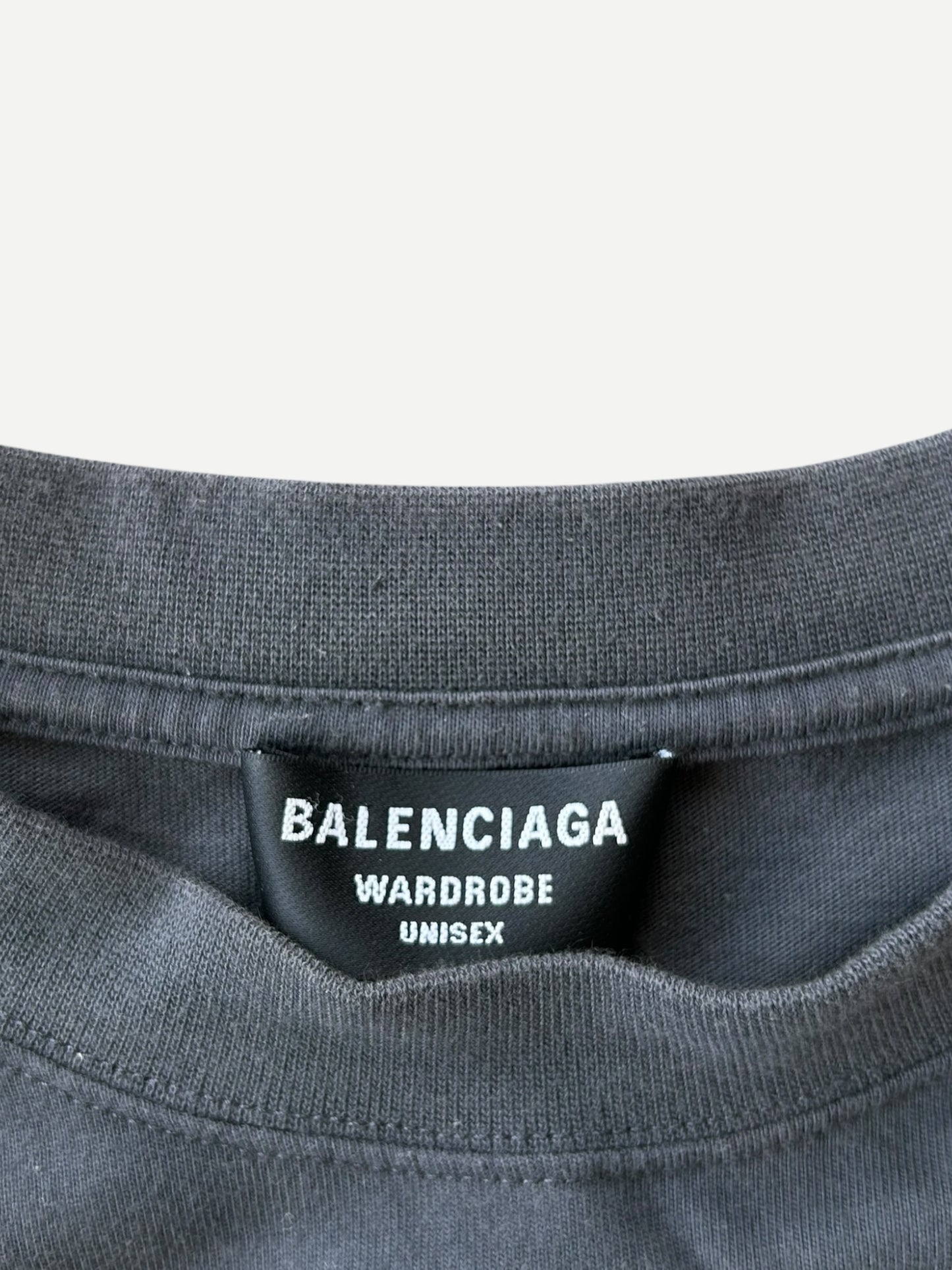 Balenciaga Faded Black Campaign Embroidered Logo T-Shirt