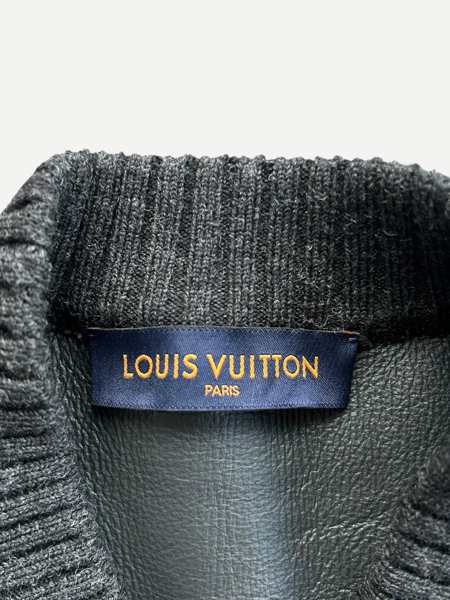 Louis Vuitton Grey & Black Shearling Monogram Sweater
