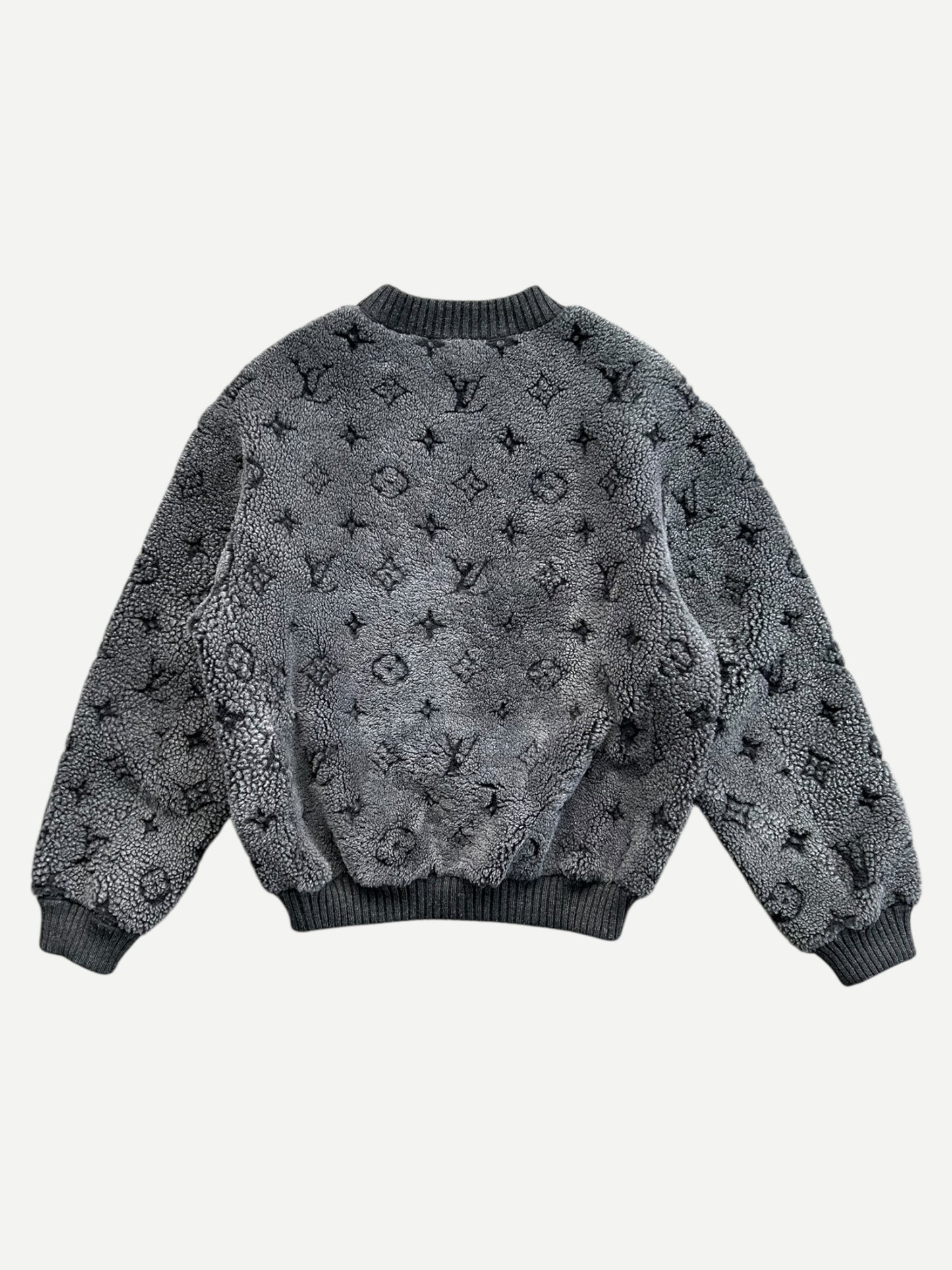 Louis Vuitton Grey & Black Shearling Monogram Sweater