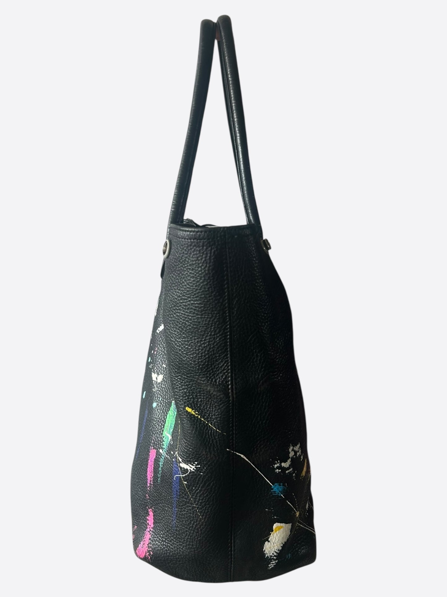 Chrome Hearts CVTVLIST Black Multicolor Paint Splatter Cross Patch Tote Bag