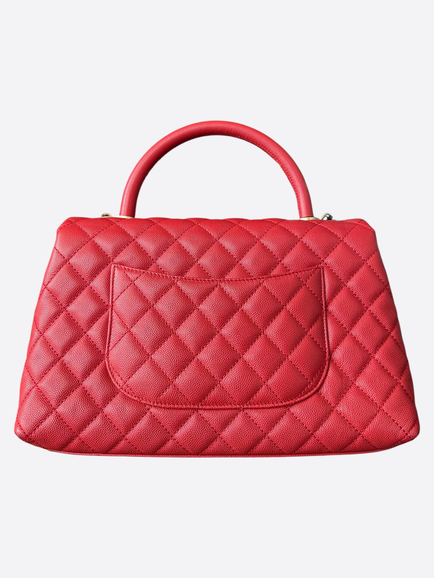 Chanel Red Caviar Quilted Medium Top Handle Bag