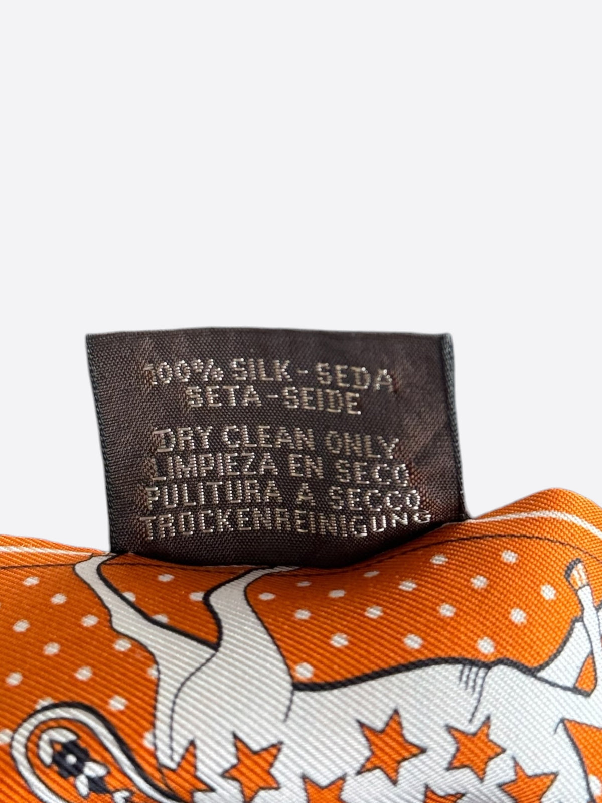 Hermes Orange & White Horse Paisley Twilly