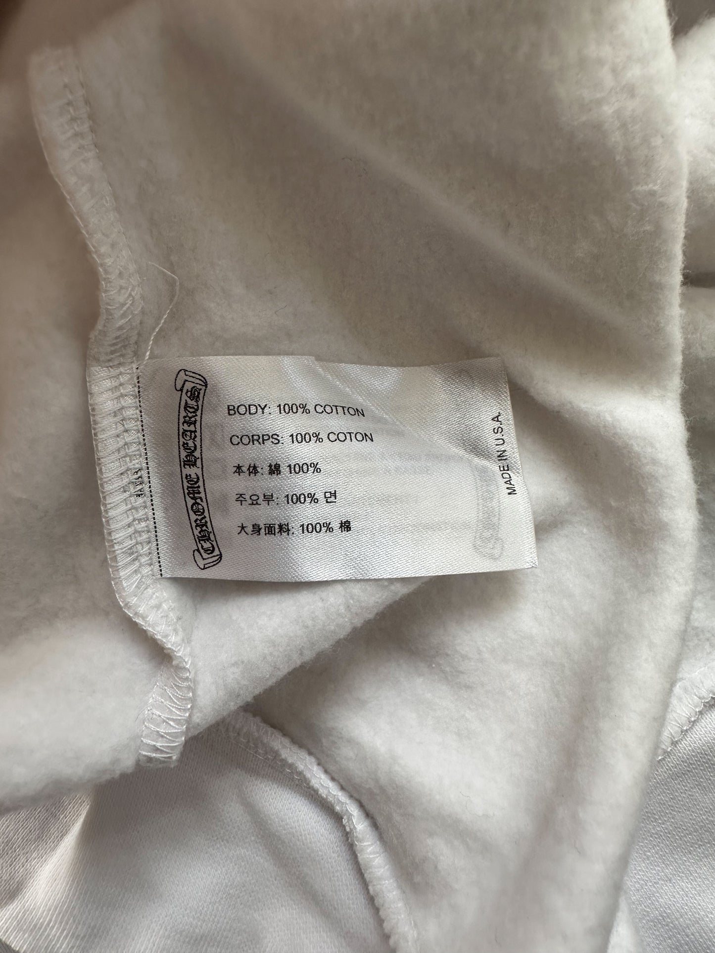 Chrome Hearts White & Pink Glitter Horseshoe Logo Hoodie