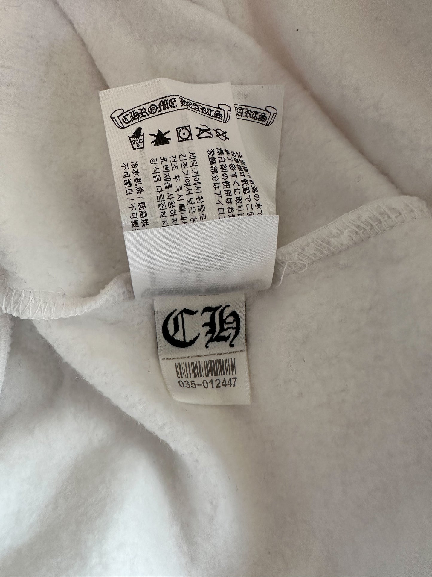 Chrome Hearts White & Pink Glitter Horseshoe Logo Hoodie