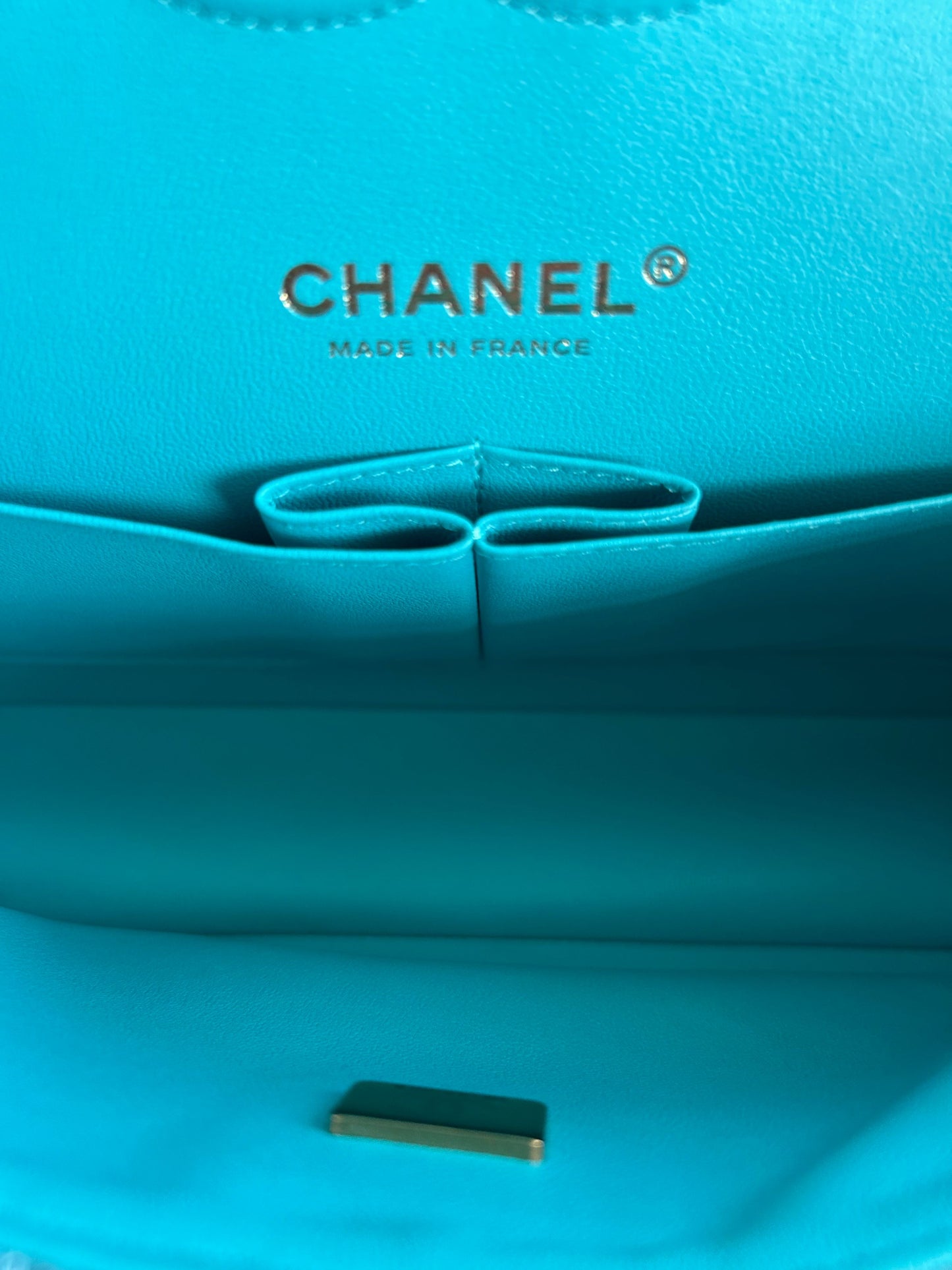 Chanel Turquoise Tweed Quilted Medium Flap Bag
