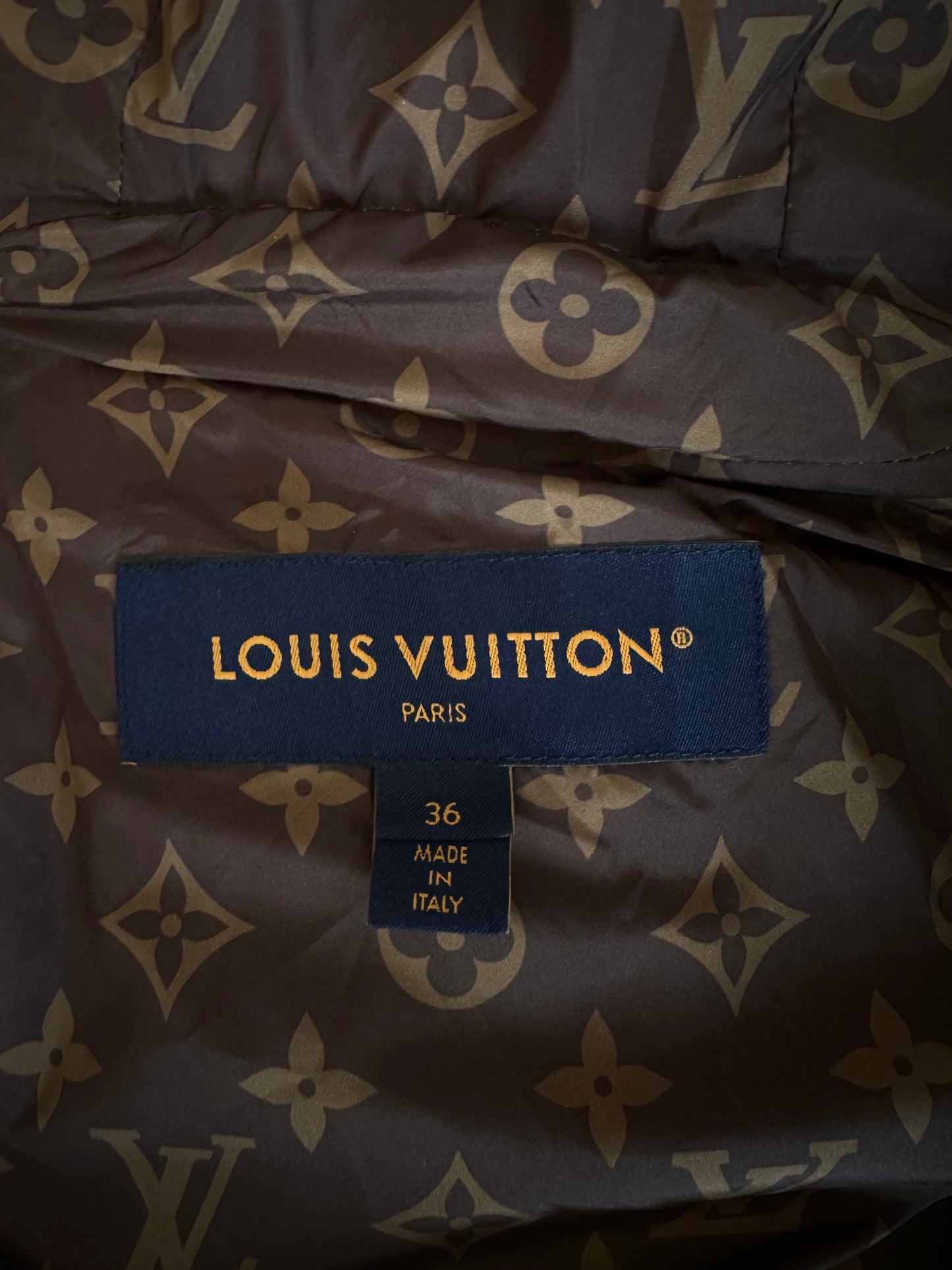 Louis Vuitton Black & Brown Monogram Womens Puffer Jacket