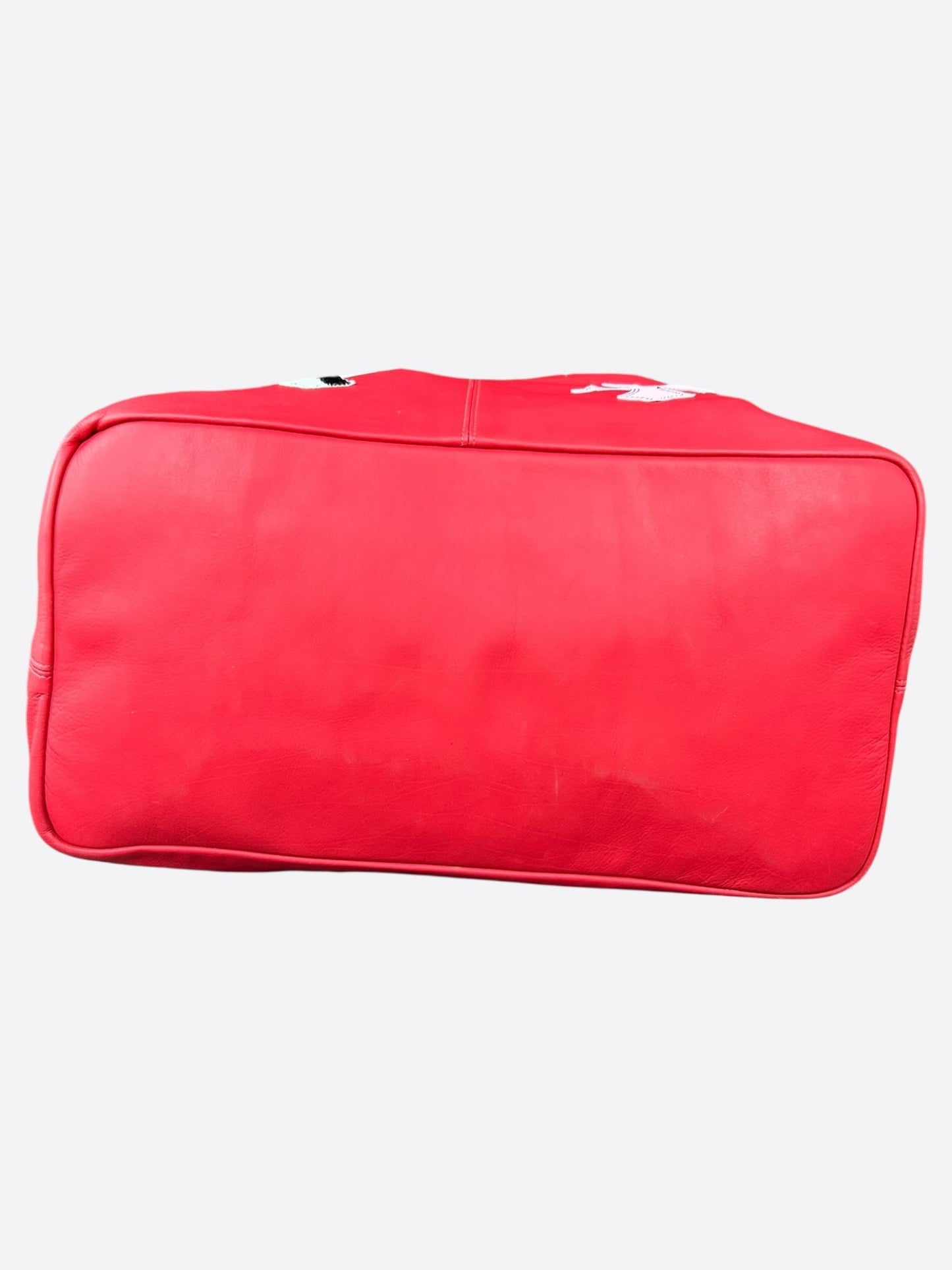 Chrome Hearts Red Leather Cross Patch Tote Bag