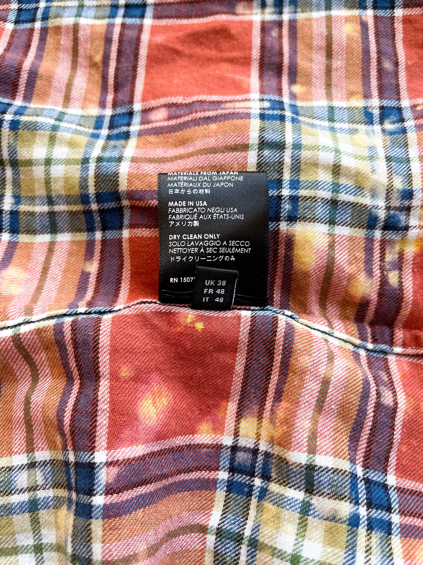 Amiri Orange Back Logo Bleach Flannel