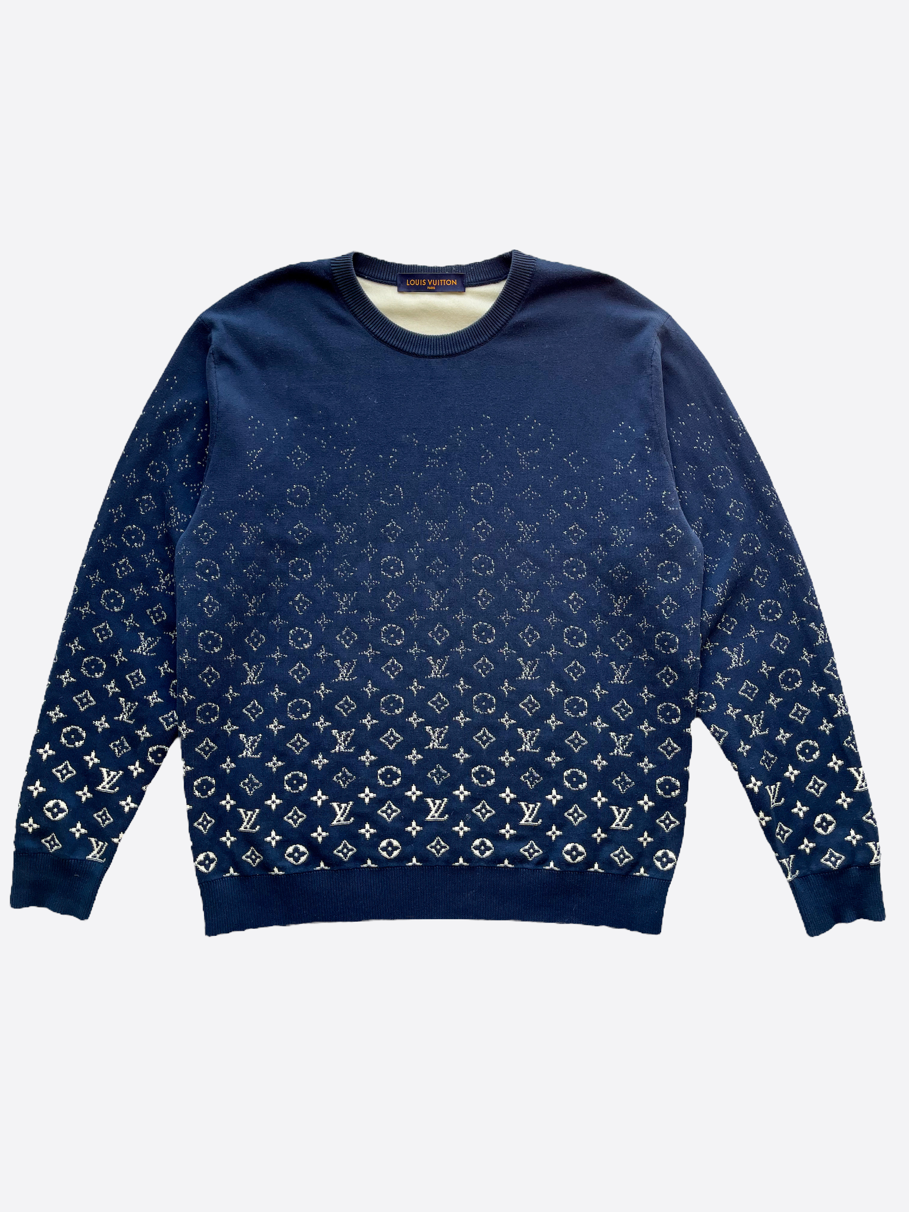 Bleu Canard Gradient Monogram Blue Crewneck Sweater