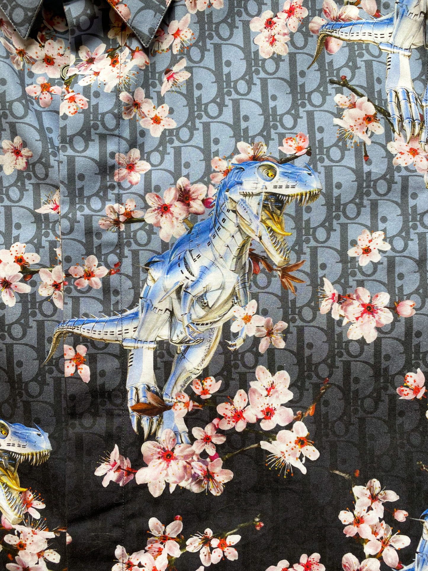 Dior Sorayama Oblique Dinosaur Button Up Shirt