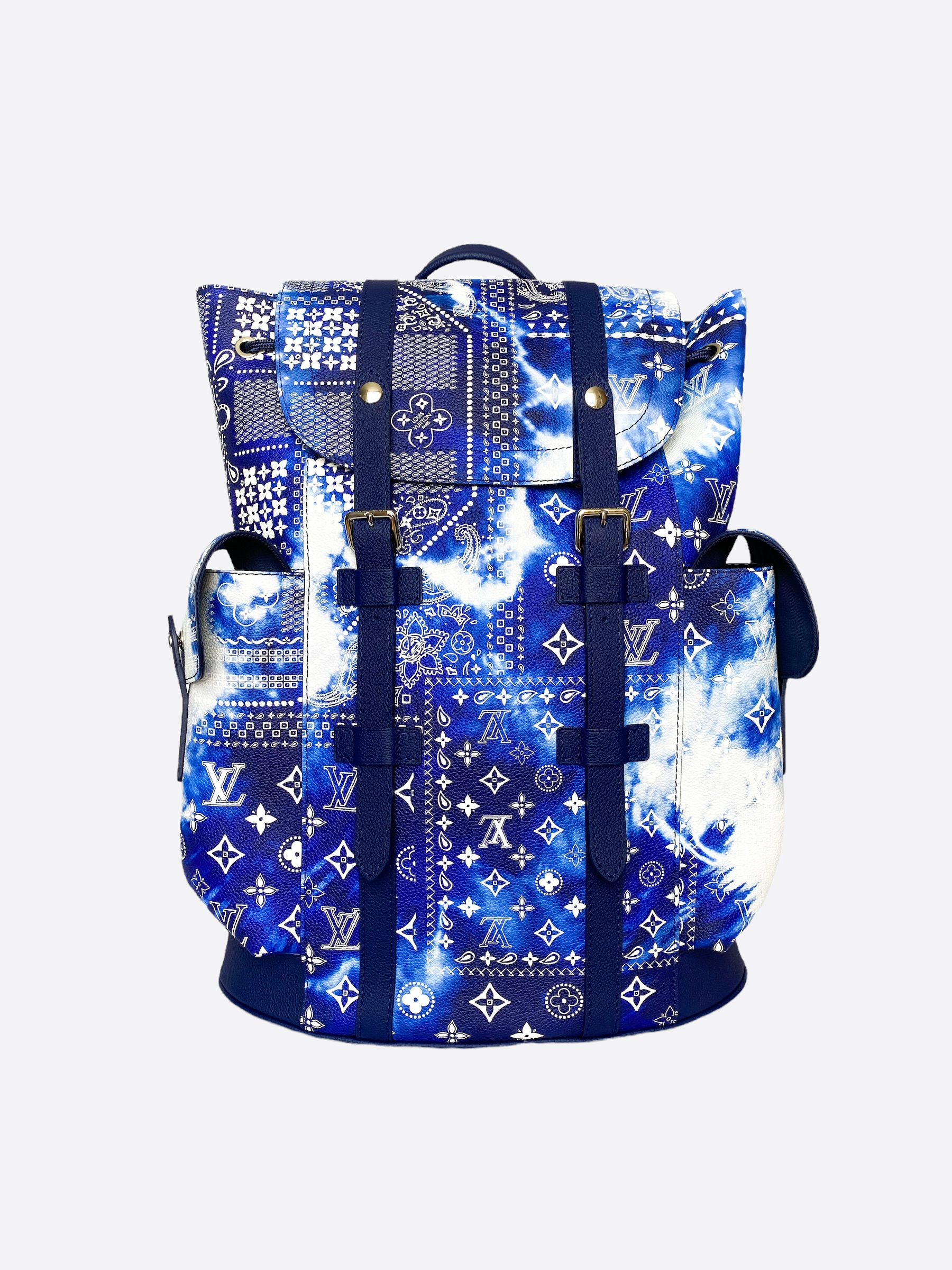 Louis Vuitton Christopher Backpack Limited Edition Monogram Bandana Leather  PM Blue 2340681