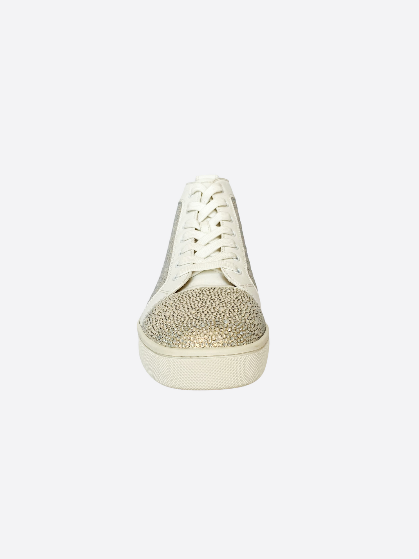 Christian Louboutin White Rantus Crystal High Top Shoes