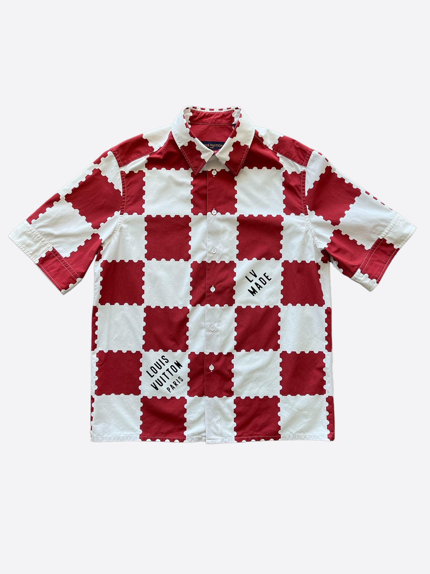 Louis Vuitton Nigo Red & White Checkered Button Up Shirt